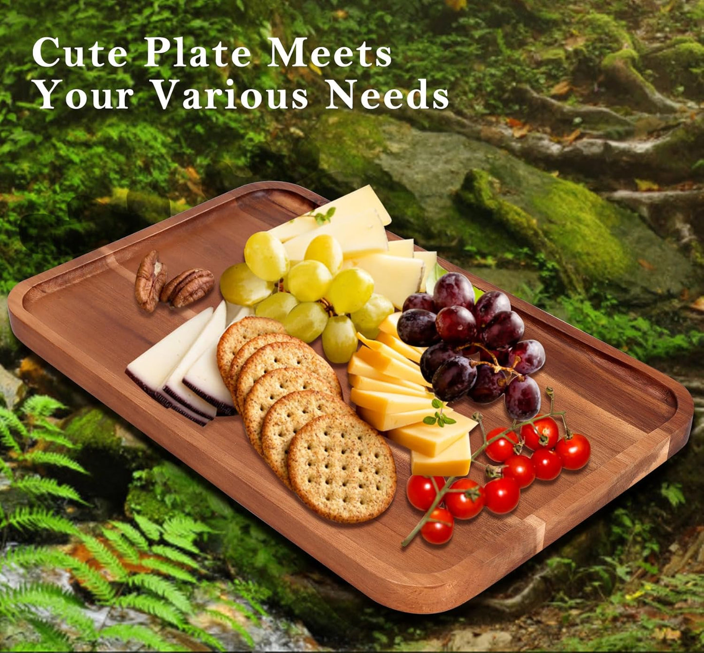 Large Serving Platters Wooden Charcuterie Boards for Party Food Dish Rectangle Acacia Wood Trays Home Decor Cheese Board Snack Appetizer Plates Rectangular Kitchen Dinner Platter Cookie Dessert Tray