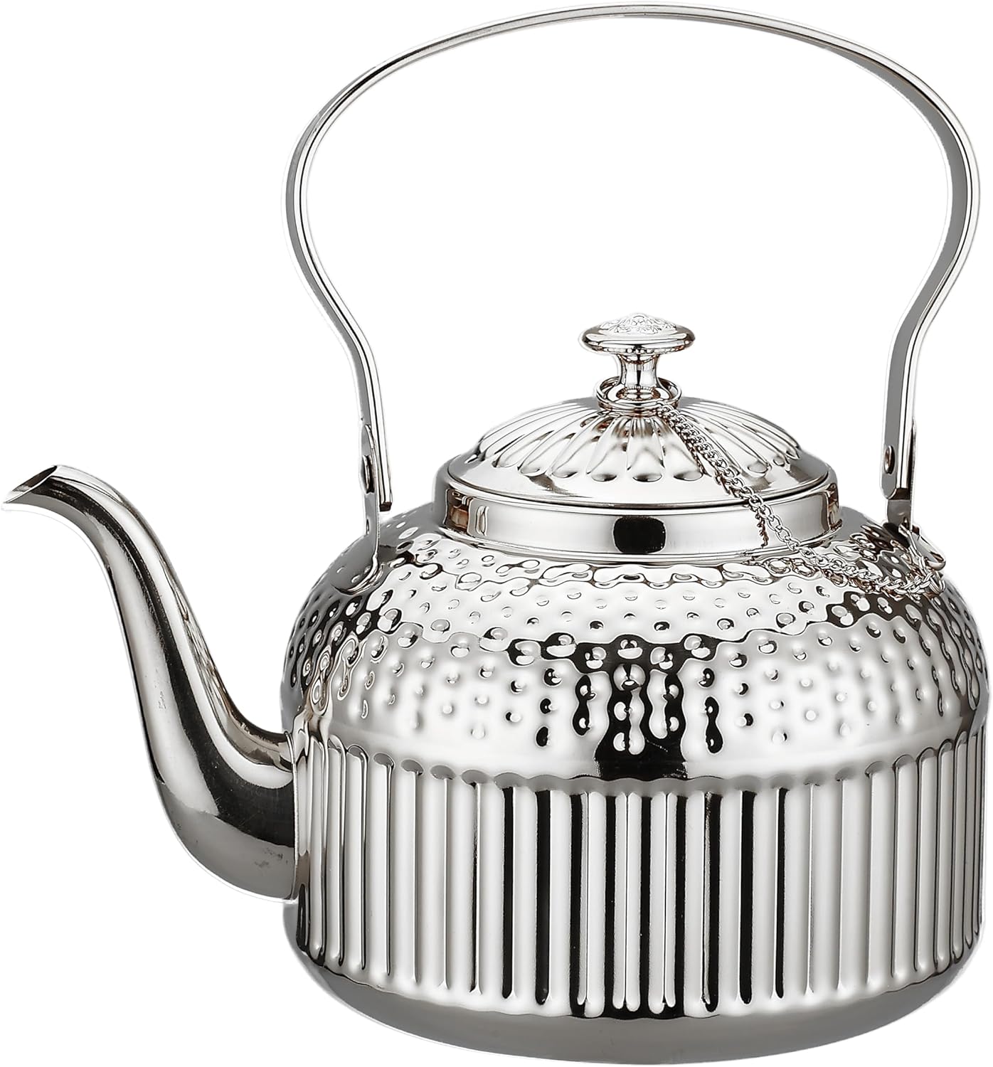 SANQIAHOME Antique 1.5L (50Oz) Stainless Steel Teapot with Infuser Silver