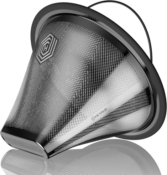 HEXNUB Reusable #4 Coffee Filter for Technivorm Moccamaster KBGV, KBT - Stainless Steel Mesh, Durable Metal Filter for sustainable Brewing