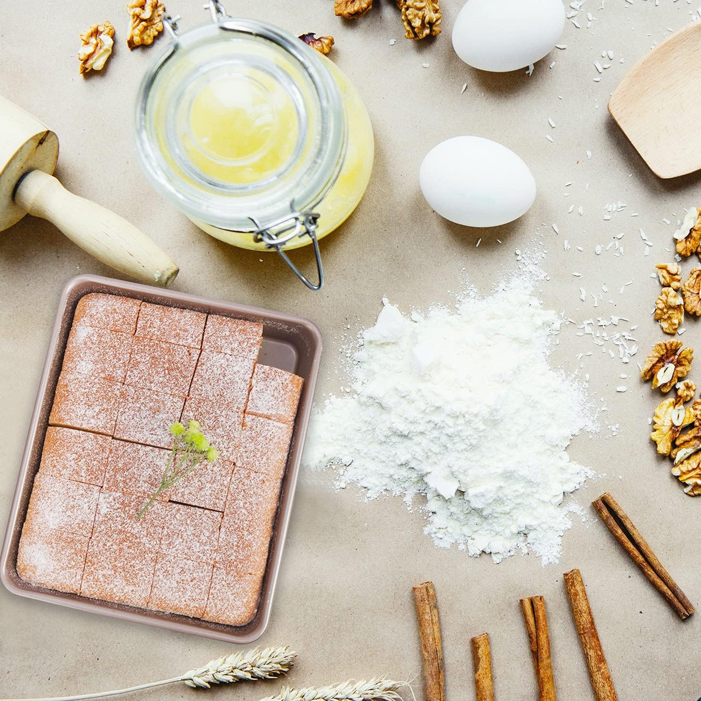 2 Pack Baking Sheet Pans, Deep Size Baking Pan Nonstick Cookie Sheet Brownie Cake Pan Bread Pan Toaster Oven Tray Bakeware, 8.6 x 6.6 x 1.7 Inches