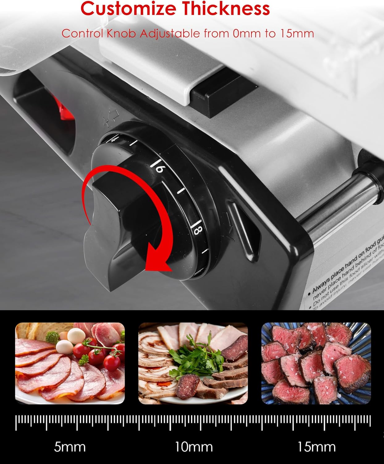 TOOGOOD 8.7" Meat Slicer, Electric Meat Slicer Machine with Removable Stainless Steel Blade, Deli Food Slicer for Home Use, Slicing Frozen Meat,Hard Cheese, Ham and Deli, Silver