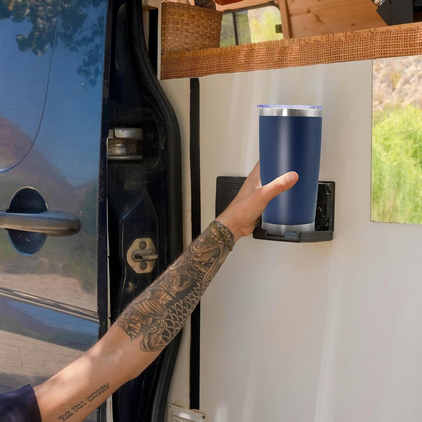 20oz Tumbler Bulk Stainless Steel Tumbler Cup with Lid Vacuum Insulated Double Wall Travel Mug, Durable Powder Coated Travel Coffee Tumbler Mug for Hot & Cold Drinks, Navy,8 Pack