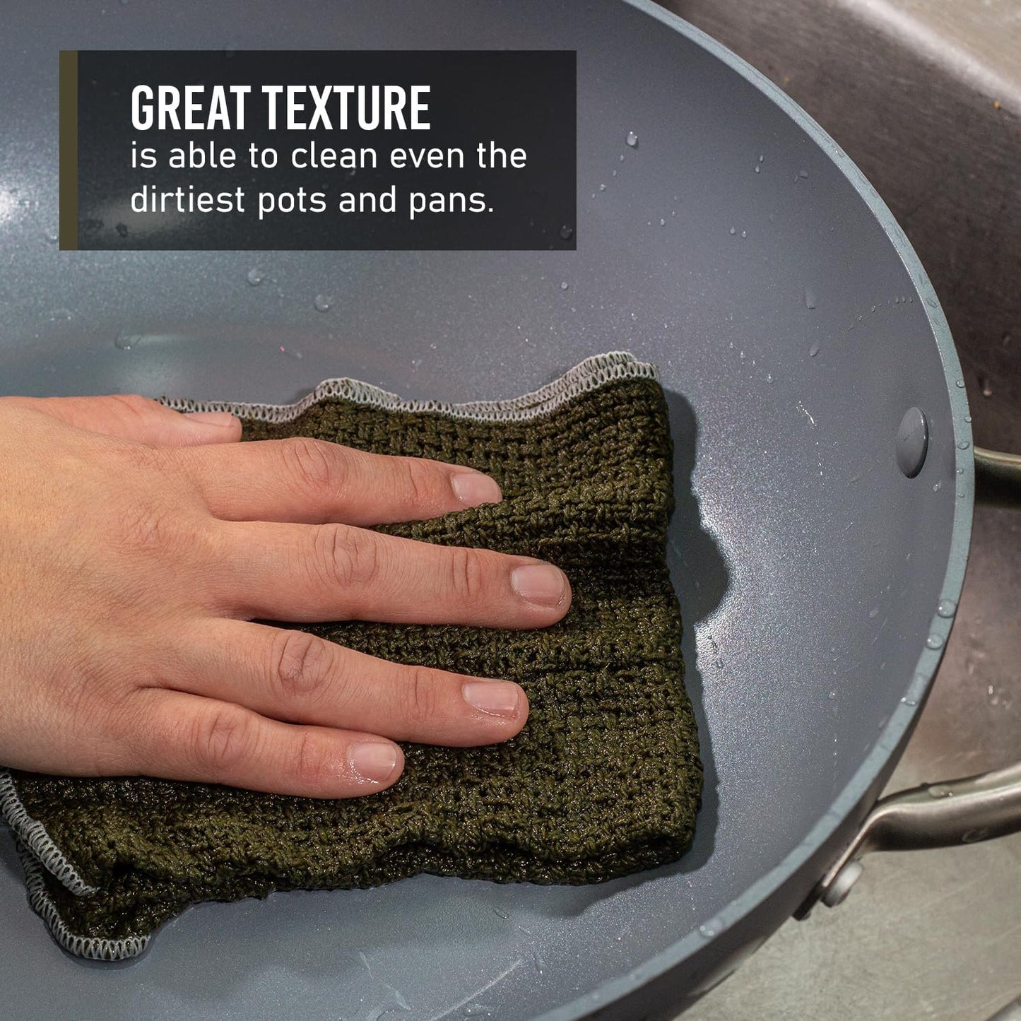 Old Fashion 100% Cotton Dishcloths - Set of 4 Mixed Colors - 2 Sage/2 Natural -11" x 11"