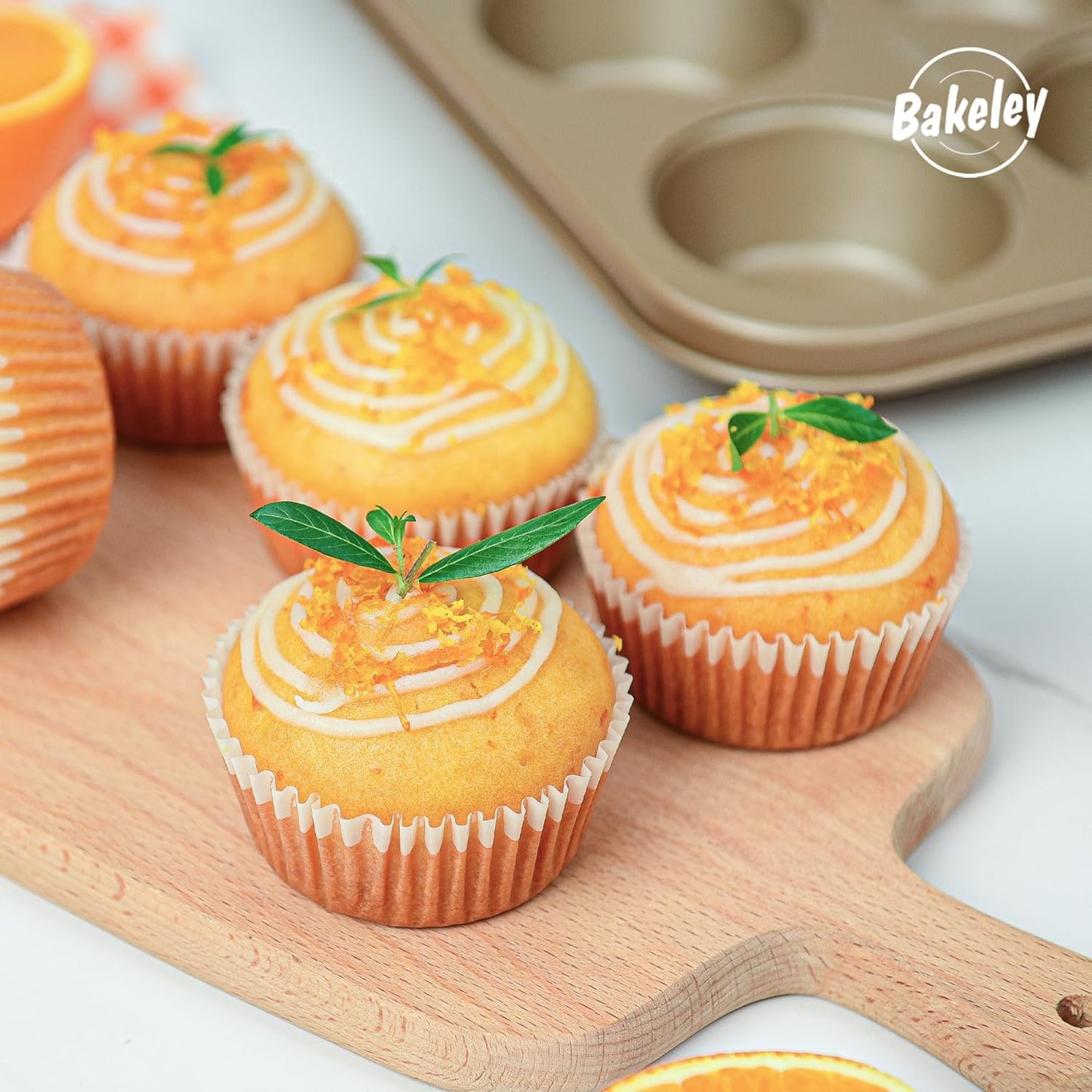 Mini Muffin Pan for Baking, Nonstick 12-Cavity Cupcake Pans, 2 Pack Cup Cake Tray, Bakeware for Oven Baking, Dishwasher Safe(Champagne Gold)