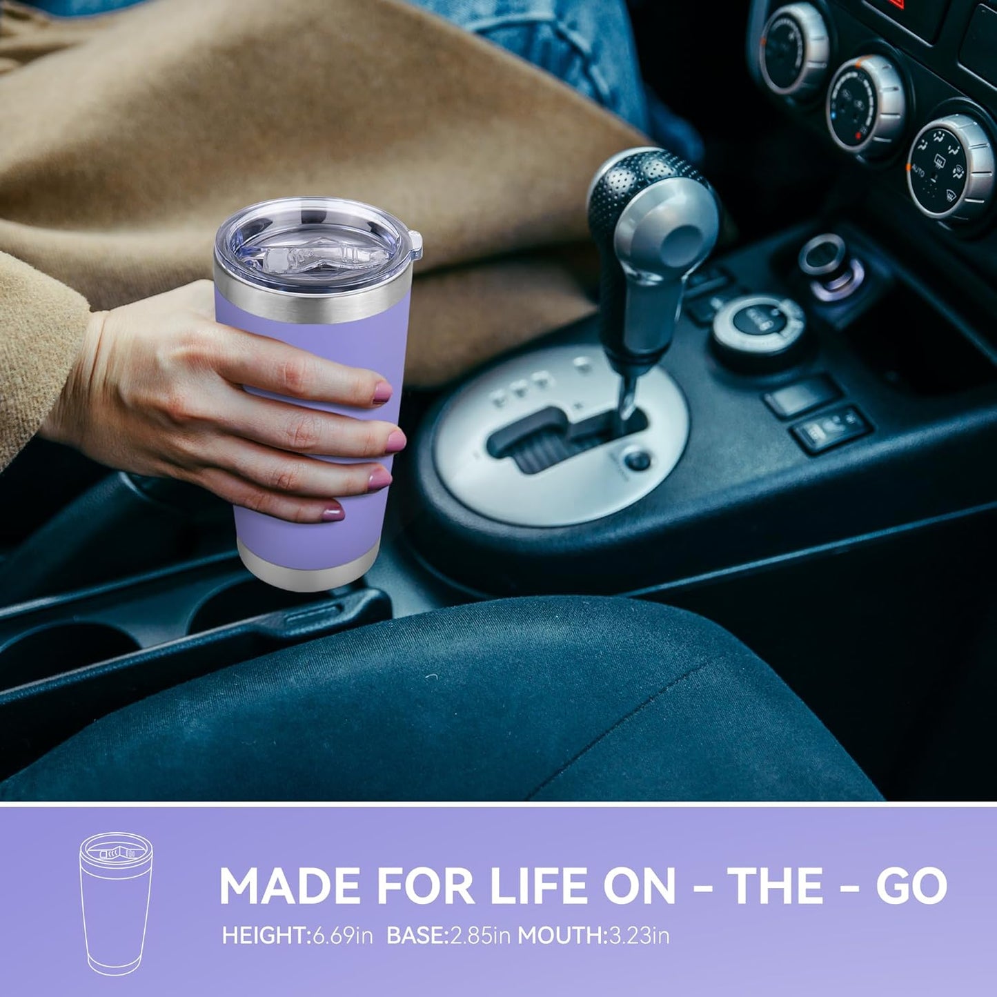 20 oz Tumbler Stainless Steel Tumblers Bulk with Lid Double Wall Insulated Coffee Tumbler Cups for Hot & Cold Drinks Powder Coated Travel Coffee Tumbler Mug Metal (Lavender, 12 pack)