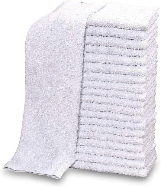GOLD TEXTILES New Cotton Blend White Restaurant Bar Mops Kitchen Towels (12, White)