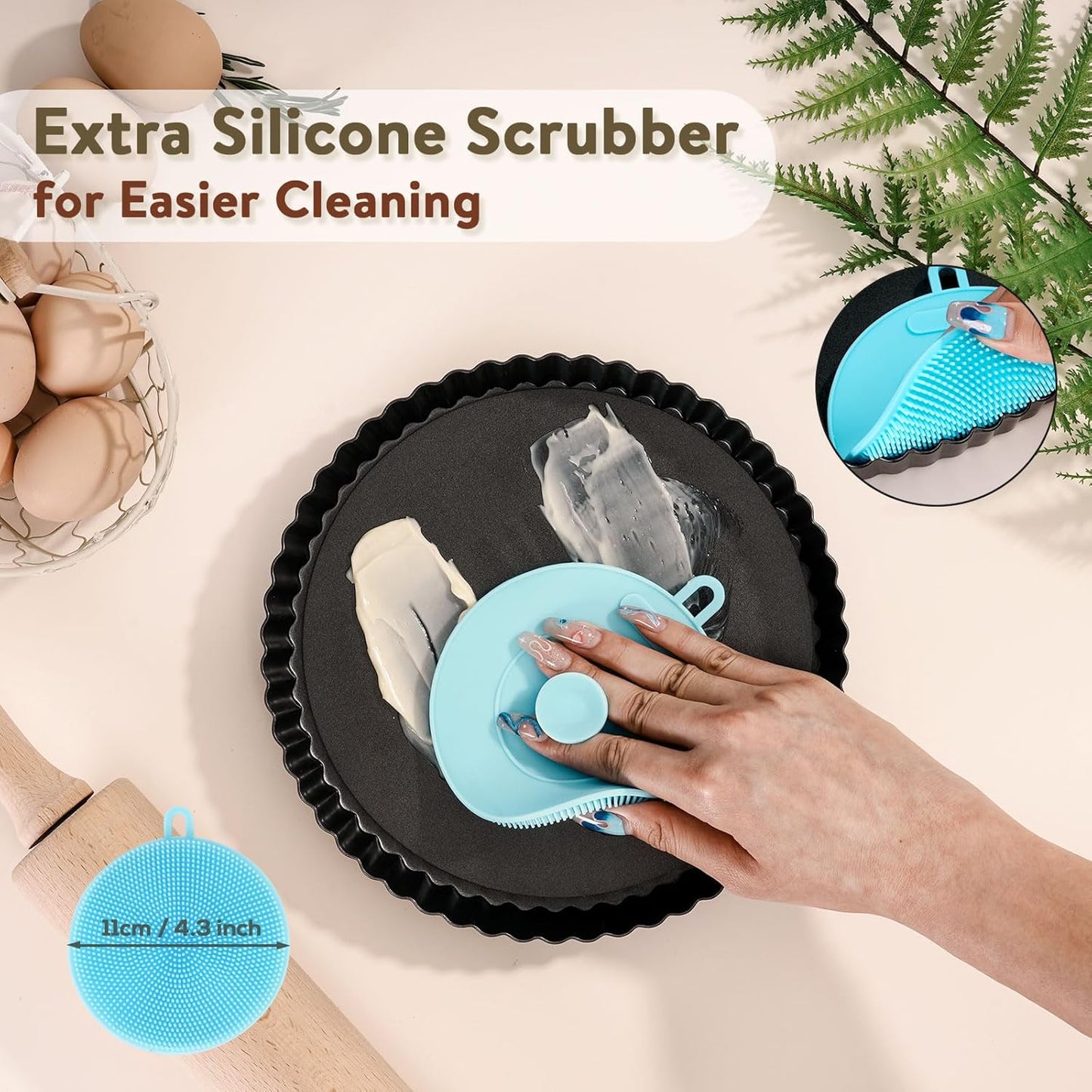 Sturdy Nonstick Tart Pan 9 inch Removable Bottom, Round Carbon Steel Quiche Pan for Baking, Heavy Duty Tart Mold loose for Pie, Mousse Cakes,Fruit and Desserts