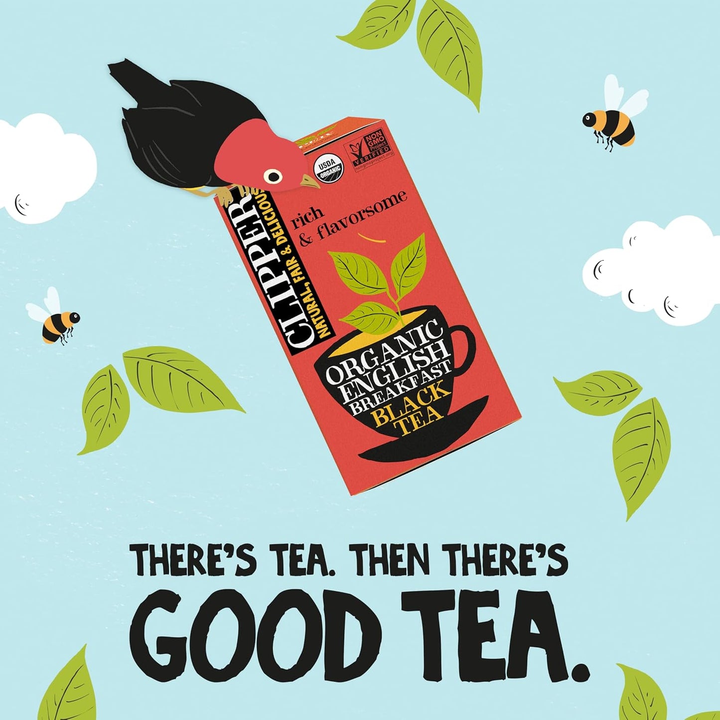 Clipper Tea, English Breakfast, Fairtrade, Organic, Plant-Based, Caffeinated British Tea, 6 Pack, 120 Unbleached Tea Bags