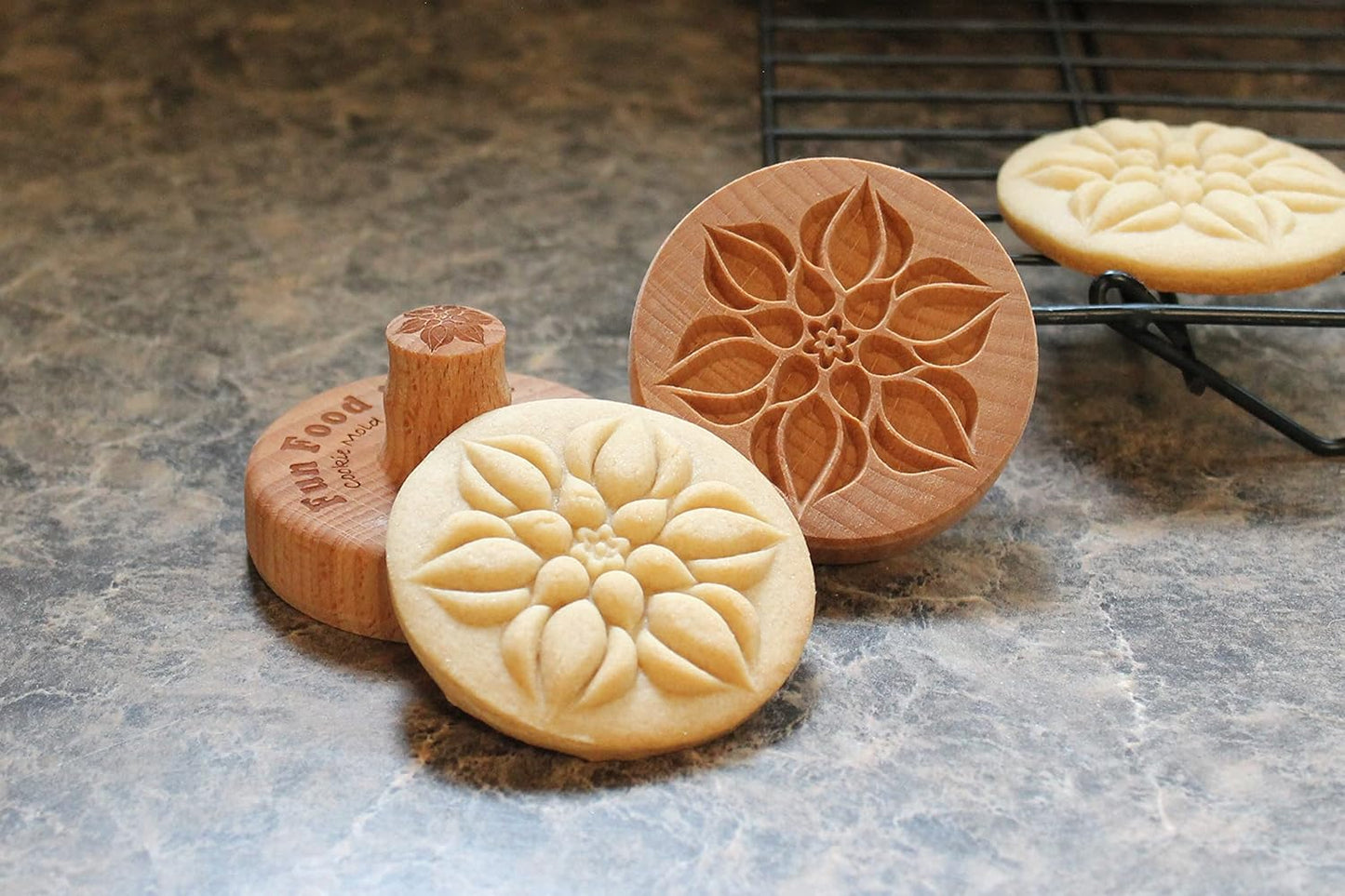 Wood Cookie Stamp, 2.5 Inch (Lotus Bud CS-039)