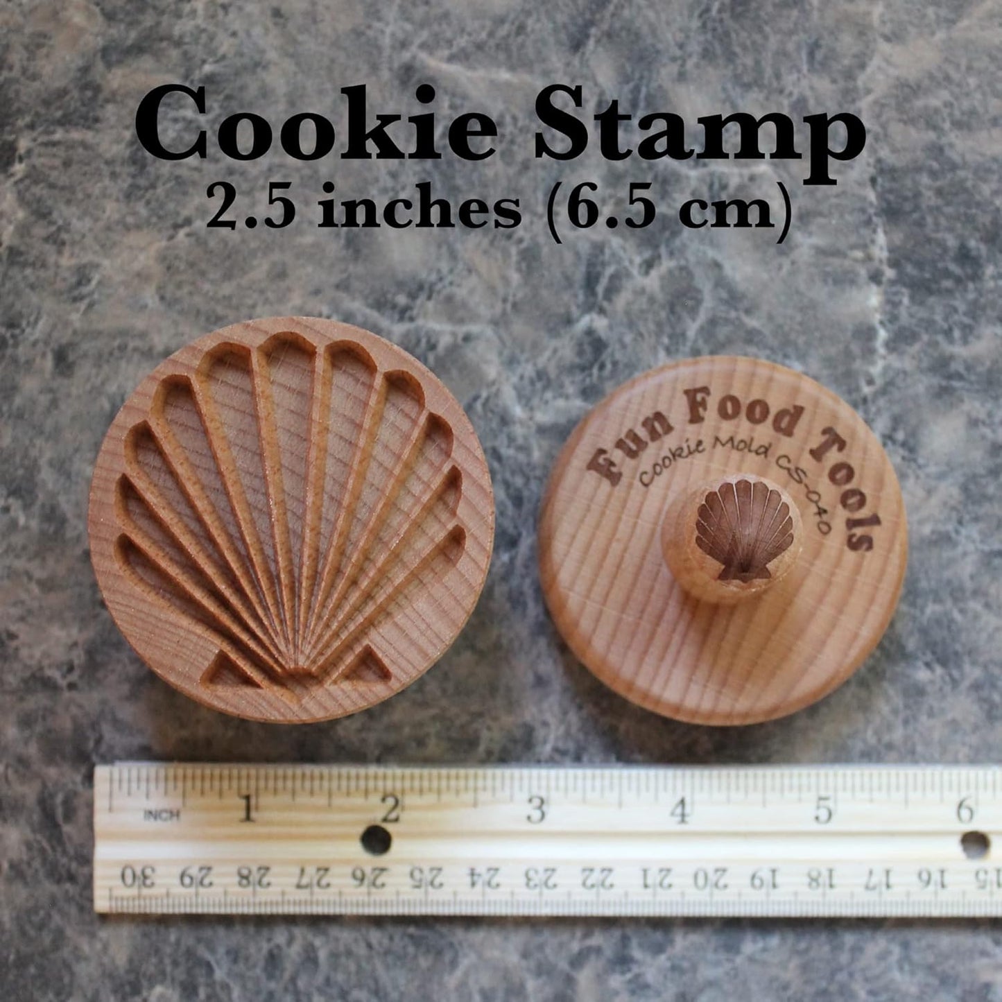 Wood Cookie Stamp, 2.5 Inch (Scallop Shell CS-040)