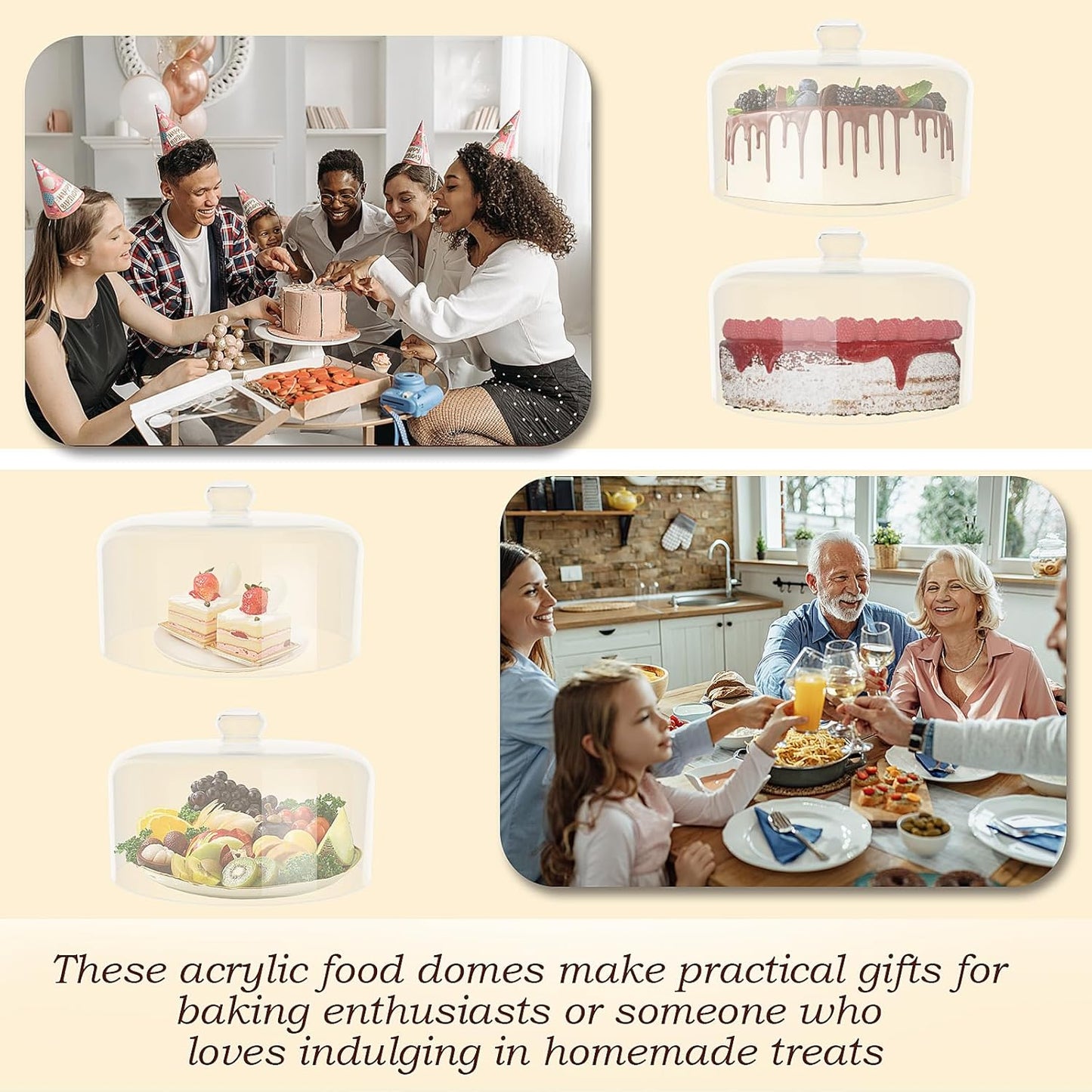 11 Inch Glass Cake Dome Cover for Cake Stand - Clear Cake Cover with Glass Dome Lid for Display & Protection, Suitable for Kitchen, Birthday, and Wedding Food Displays