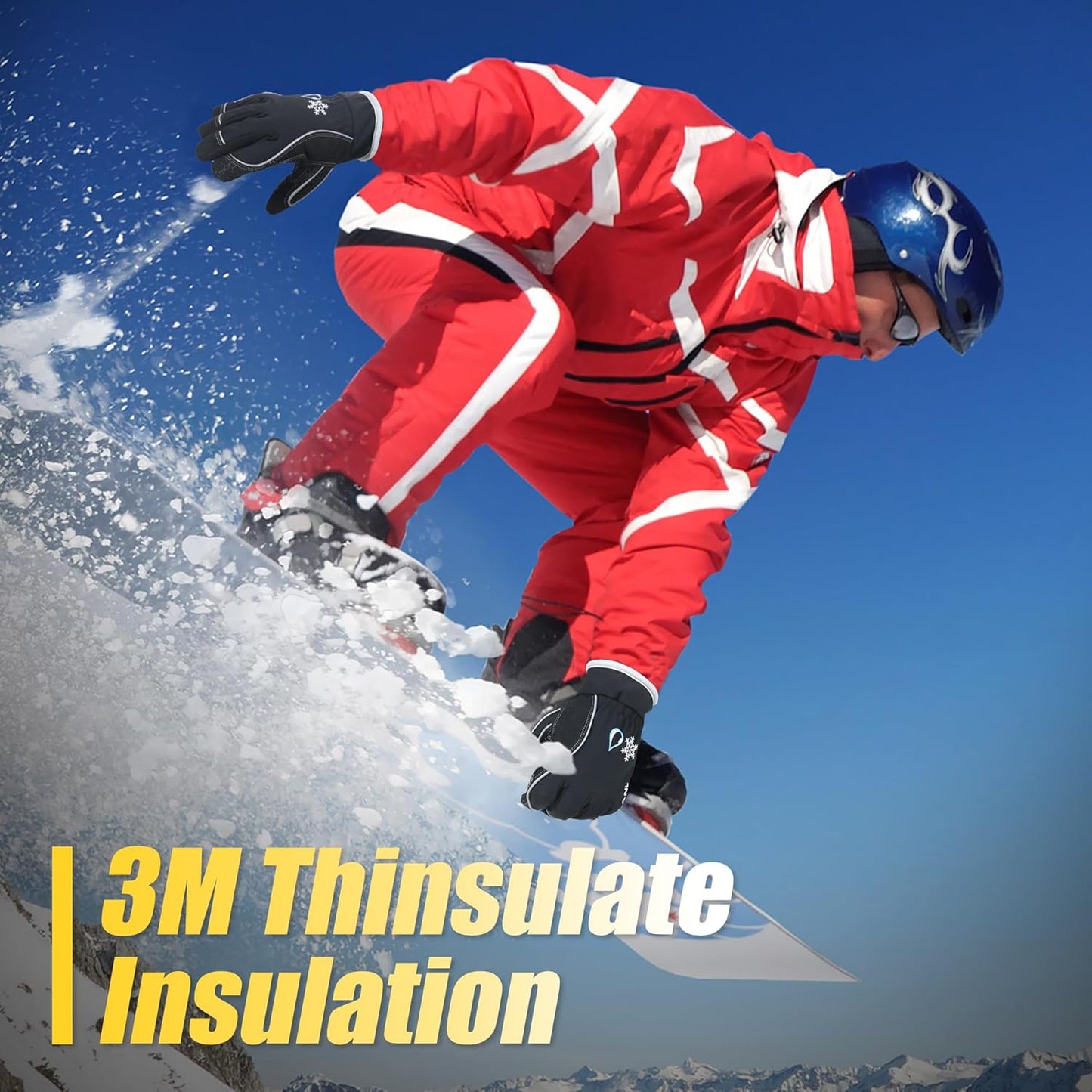 HANDLANDY Waterproof Insulated Work Gloves, 3M Thinsulate Thermal Winter Gloves for Men Women Touch Screen, Warm Ski Snowboard Cold Weather Gloves (Black, Large)