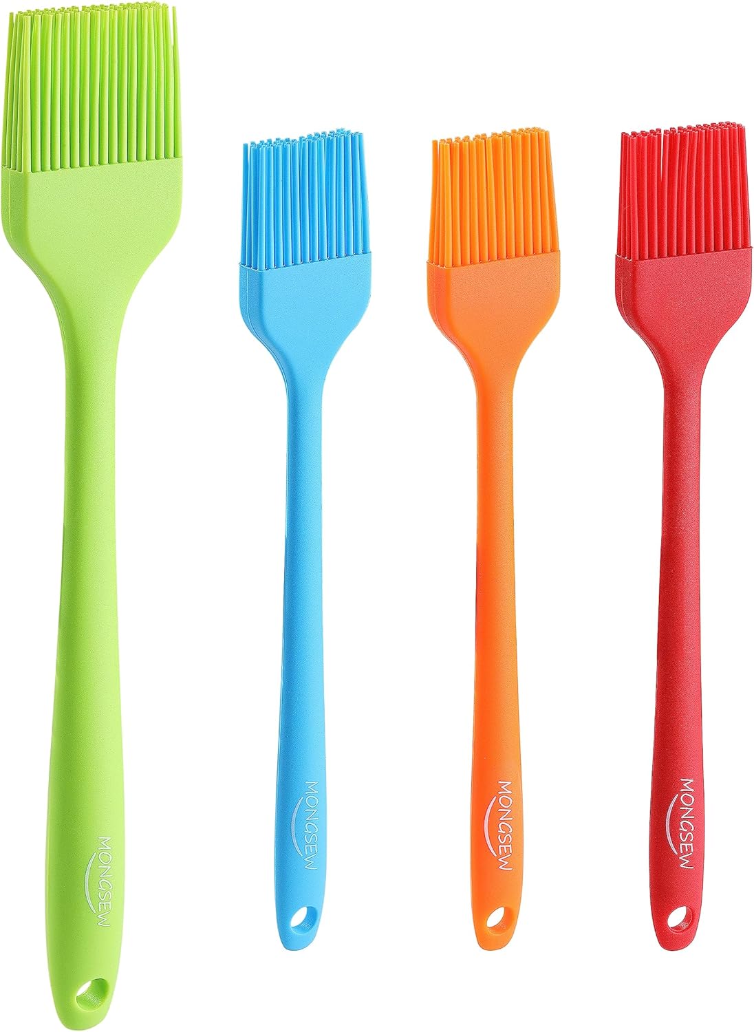 4PCS Silicone Basting Pastry Brush, MONGSEW Heat Resistant Food Brush Spread Oil Butter Sauce for BBQ Grill Baking Kitchen Cooking, BPA Free, Dishwasher Safe (Multicolor, 4 Pcs)