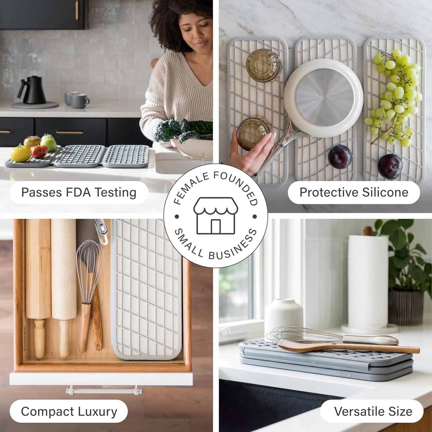 Dorai Home Dish Pad – Quick-Dry Diatomite Stone Drying Mat for Kitchen Counter, 19.9" x 15.2" x 0.52", Sandstone