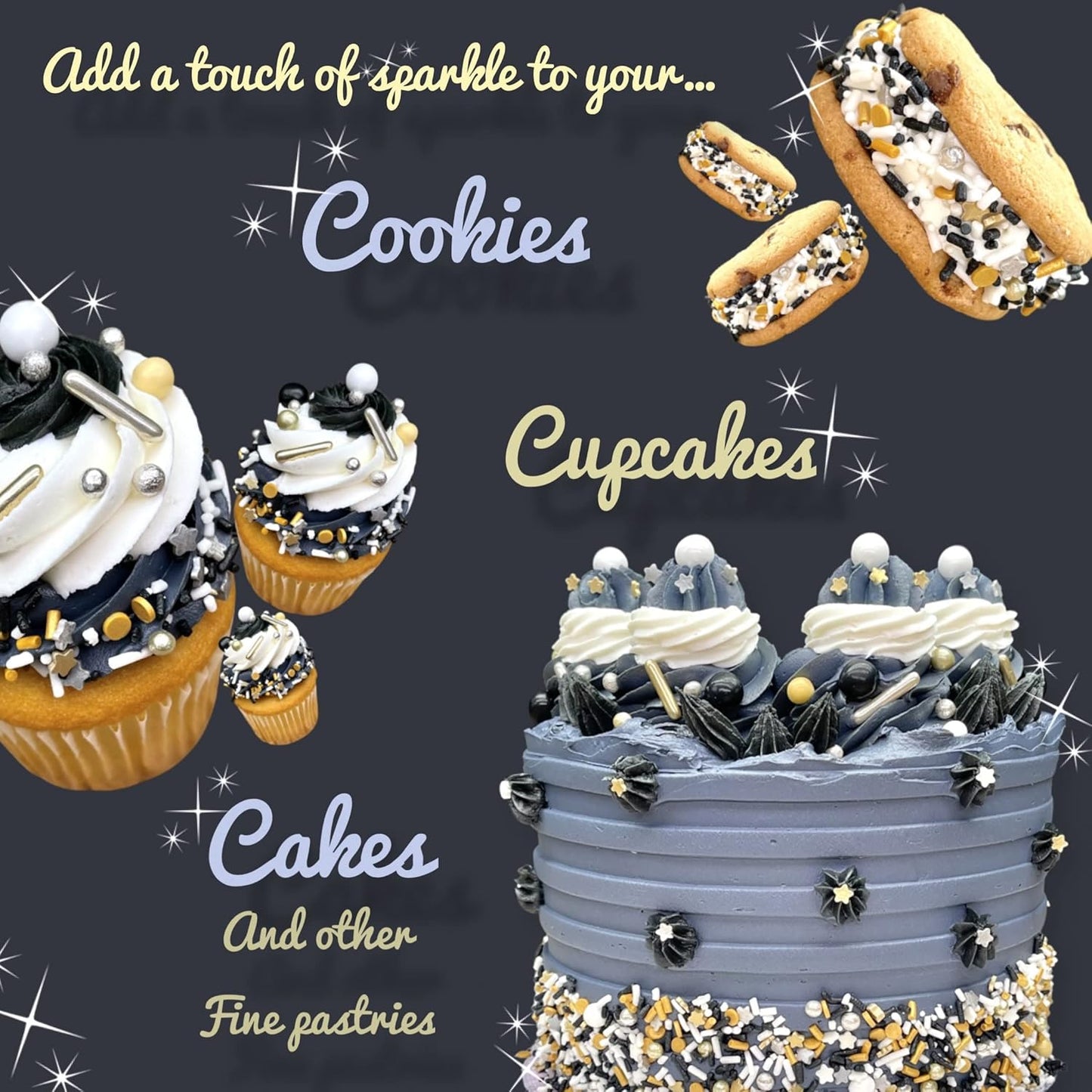 Sprinkles | 4 oz | Gold and silver sprinkles | Metallic sprinkles | New year sprinkles | Glamour sprinkles | Sprinkle mix | Manvscakes