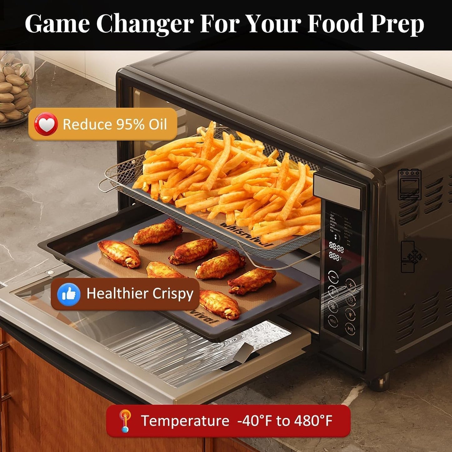 4 Pack Silicone Baking Mat, Non-Stick Silicone Baking Sheet, Food Safe Silicone Mats for Baking, 480℉ Heat Resistant, 2 Half & 2 Quarter (Purple, Blue, Grey)