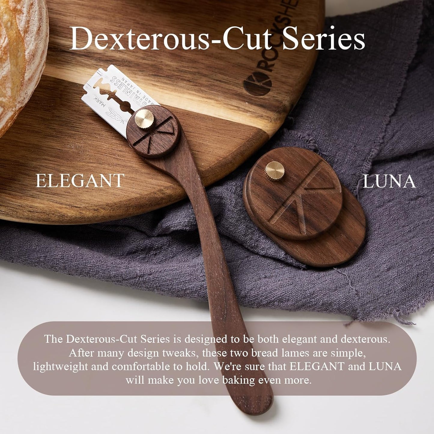 Bread Lame Set with Blade Cover, Two Scoring Knifes with 5 Feather Blades, Dough Scoring Tool for Bread Baking, Sourdough Scoring Tool Dexterous-Cut Series Lame Bread Tool (LUNA & ELEGANT)