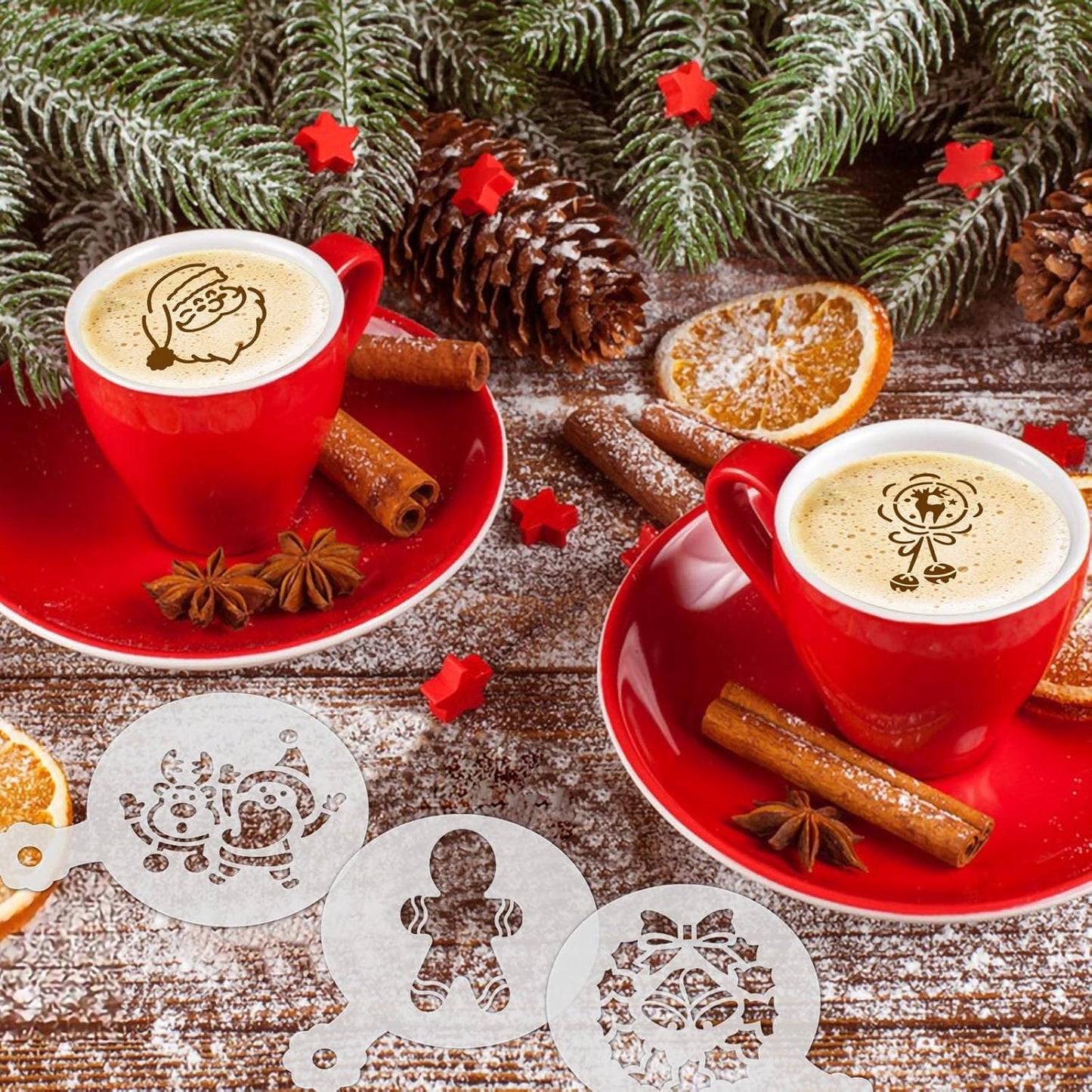 JULBEAR 36 Pieces Reusable Christmas Cookie Cake Stencils Templates Mold Tools Cookies Baking Painting Dessert Coffee Xmas Decoration