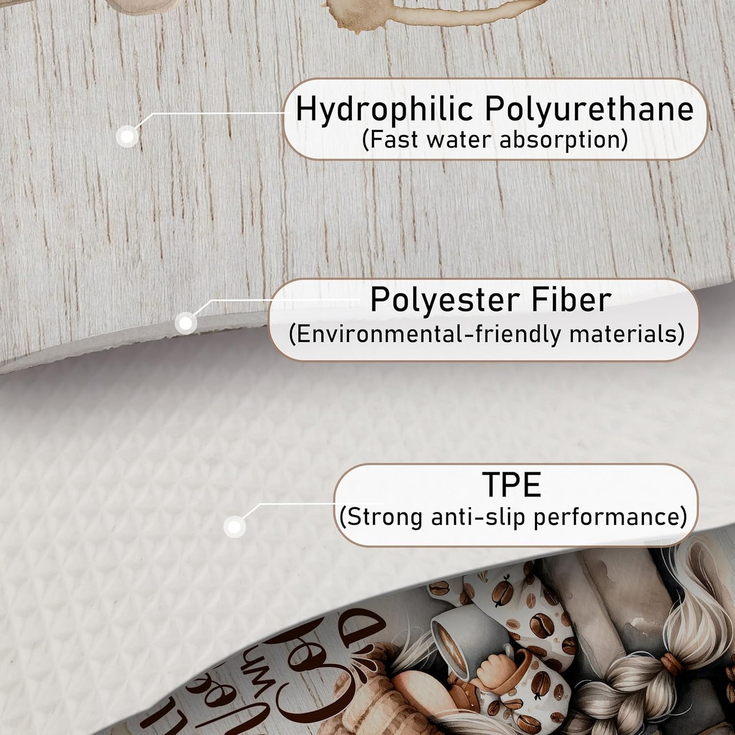 Espresso Lovers Gifts Dish Drying Mat, Funny Cute Gnome Girl Coffee Bar Mat for Countertops, Espresso Absorbent Dish Drying Mats for Kitchen Counter Coffee Maker, 16x24 Inch