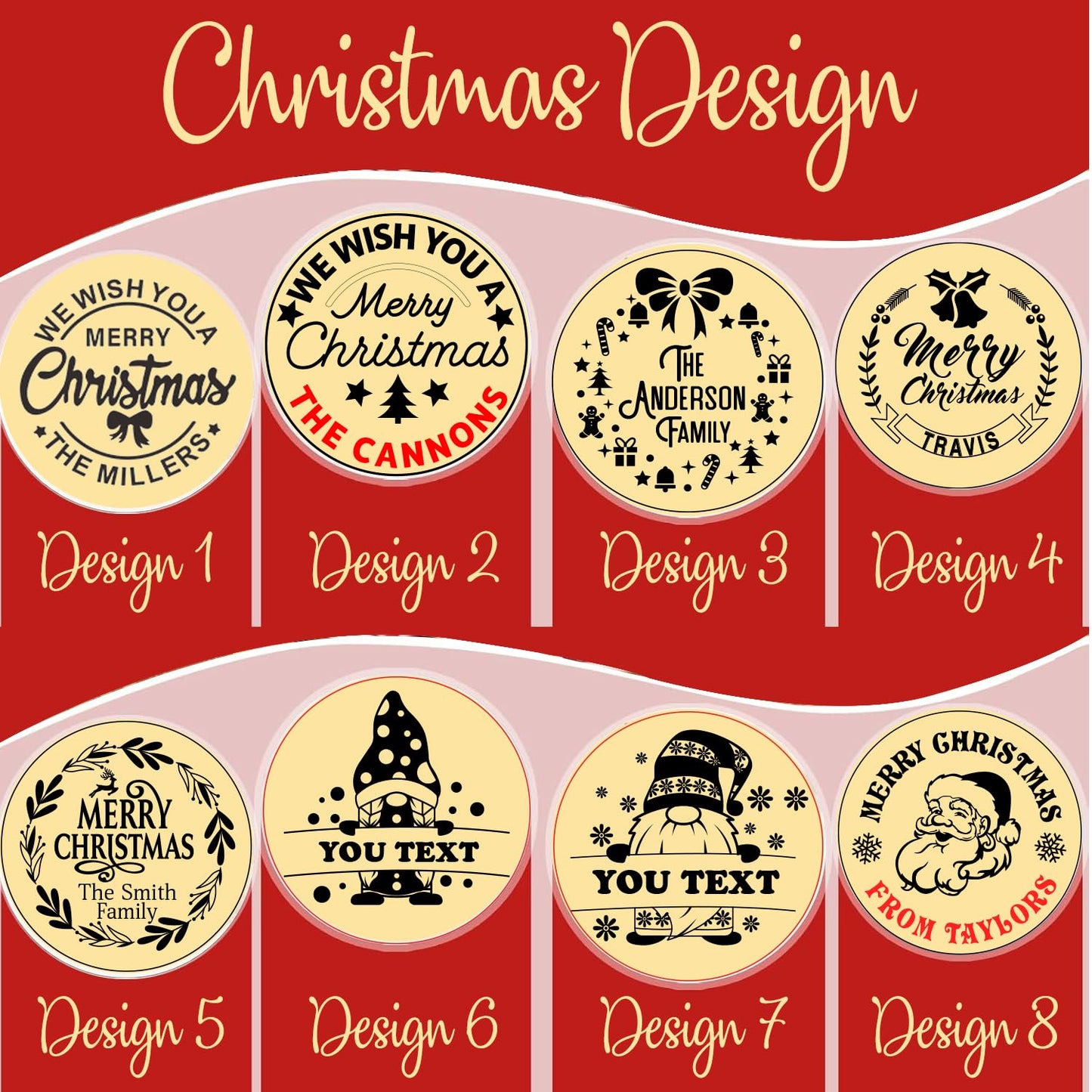 Personalized Christmas Cookie Stamps Customizable Name Cookie Stamps With Handle Cutter For Cookie Baking Decorating Cakes And Handmade Christmas Gifts Perfect (Raised cookie design)