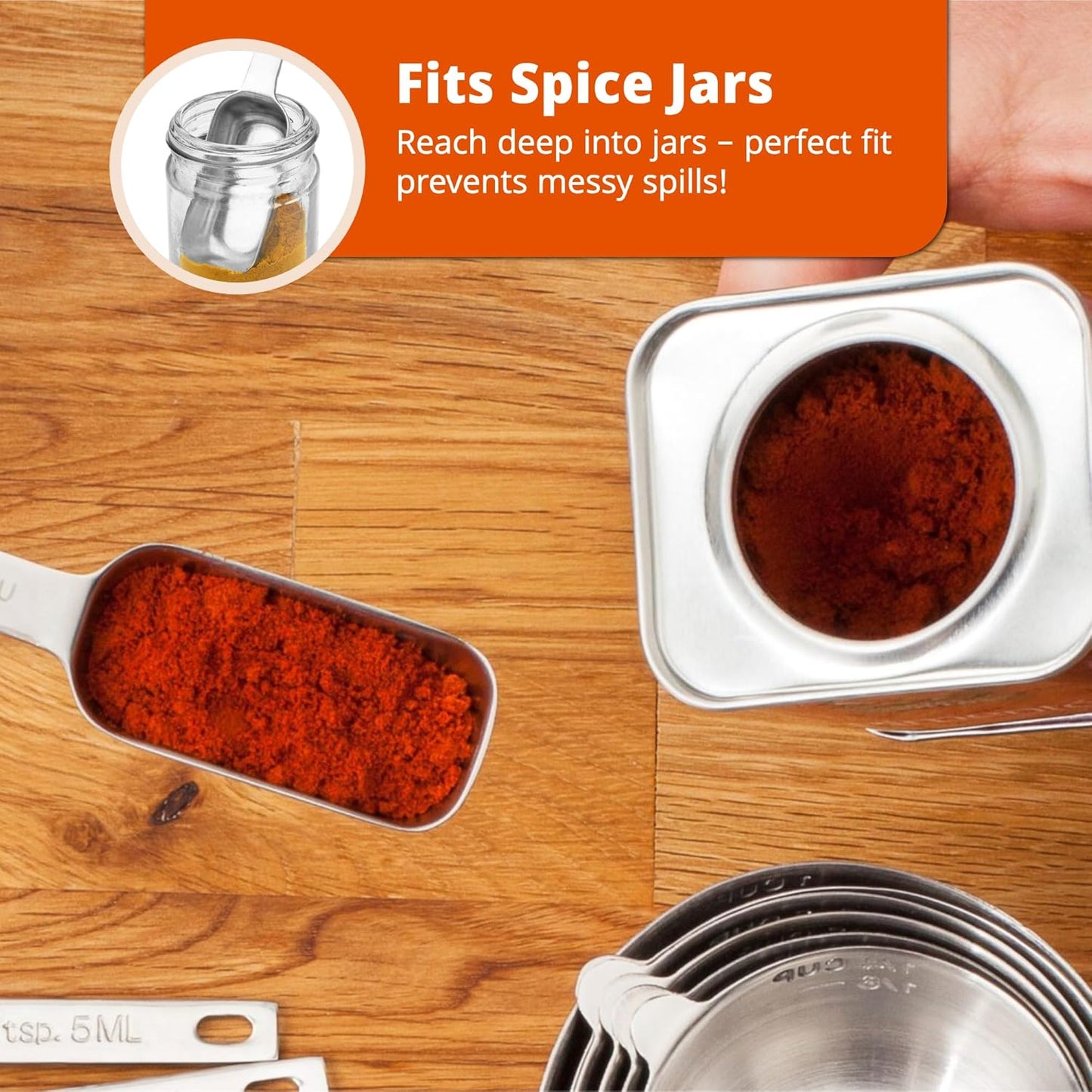 Premium 304 Stainless Steel Measuring Kit - 8-Piece Essential Cups and Spoons for Everyday Use, Stackable & Durable