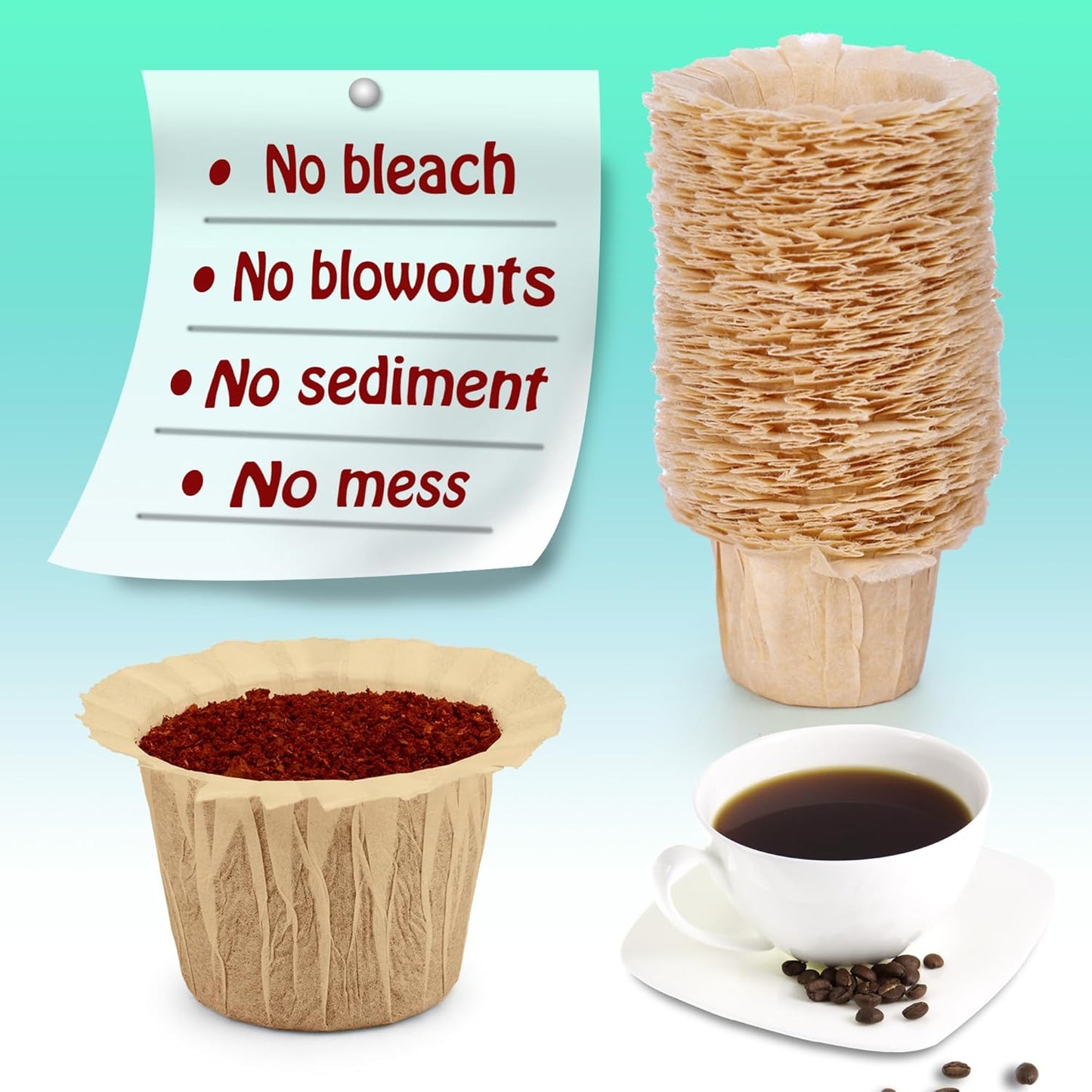 200 Count Natural Disposable Coffee Paper Filters,Coffee Filter Compatible with Keurig Single Serve Coffee Maker