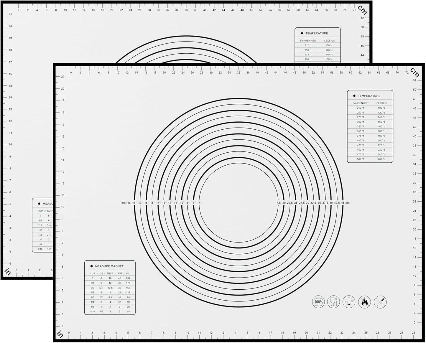 BlueBark 2 PCS - 24"L x 24"W Non-stick Silicone Baking Mat for Pastry & Dough, Sourdough Bread Making Tools, Kitchen Counter, Cooking Enthusiasts