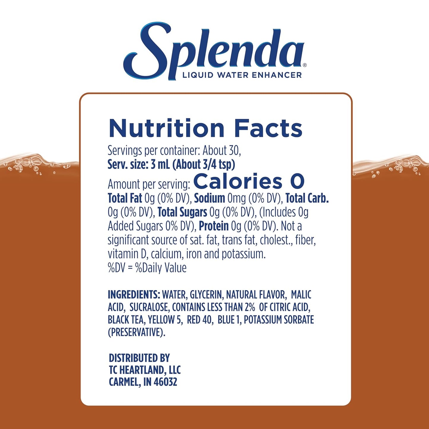 SPLENDA Liquid Water Enhancer Drops, Sugar Free, Zero Calorie, Natural Flavor, Concentrated Drink Mix, 3.11 Fl Oz Each Bottle (Sweet Tea, 2 Pack)