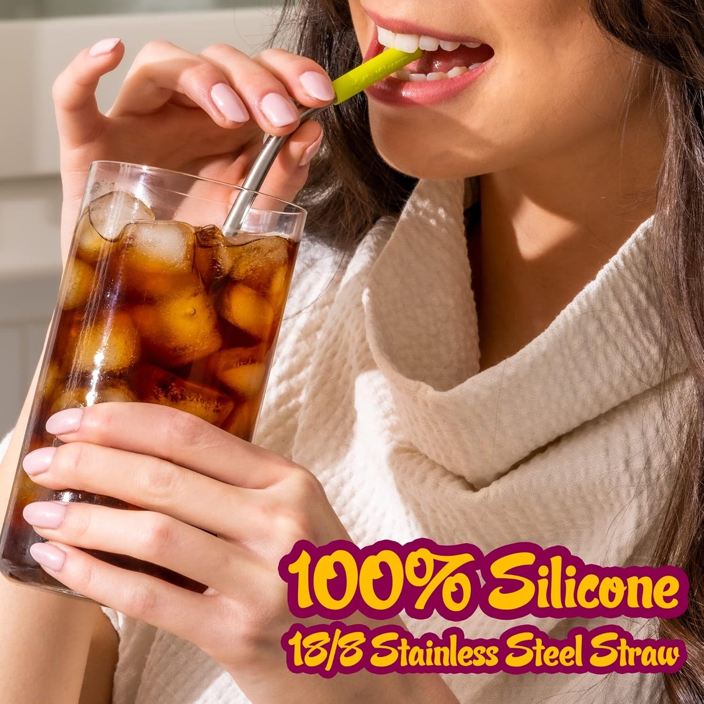 Premium Reusable Stainless Steel Drinking Straws With Silicone Tips + Patented Straw Cleaners and Carrying Case - 9” Long Metal With Curved Bend for 20/30/32oz Tumblers