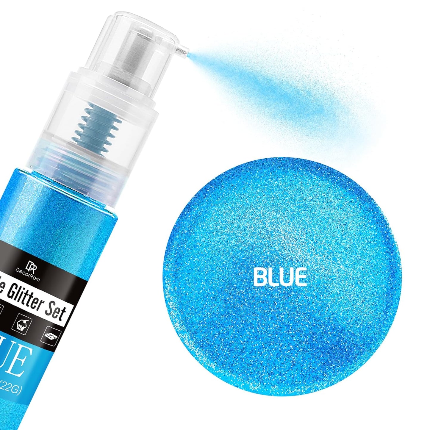 Edible Glitter Spray - 3/4oz Luster Dust Edible Food Grade Glitter Shimmer Dust Powder for Cocktails, Drinks, Cake Decorating - Metallic Food Coloring Powder for Wine, Candy, Cookie, Icing (Blue)