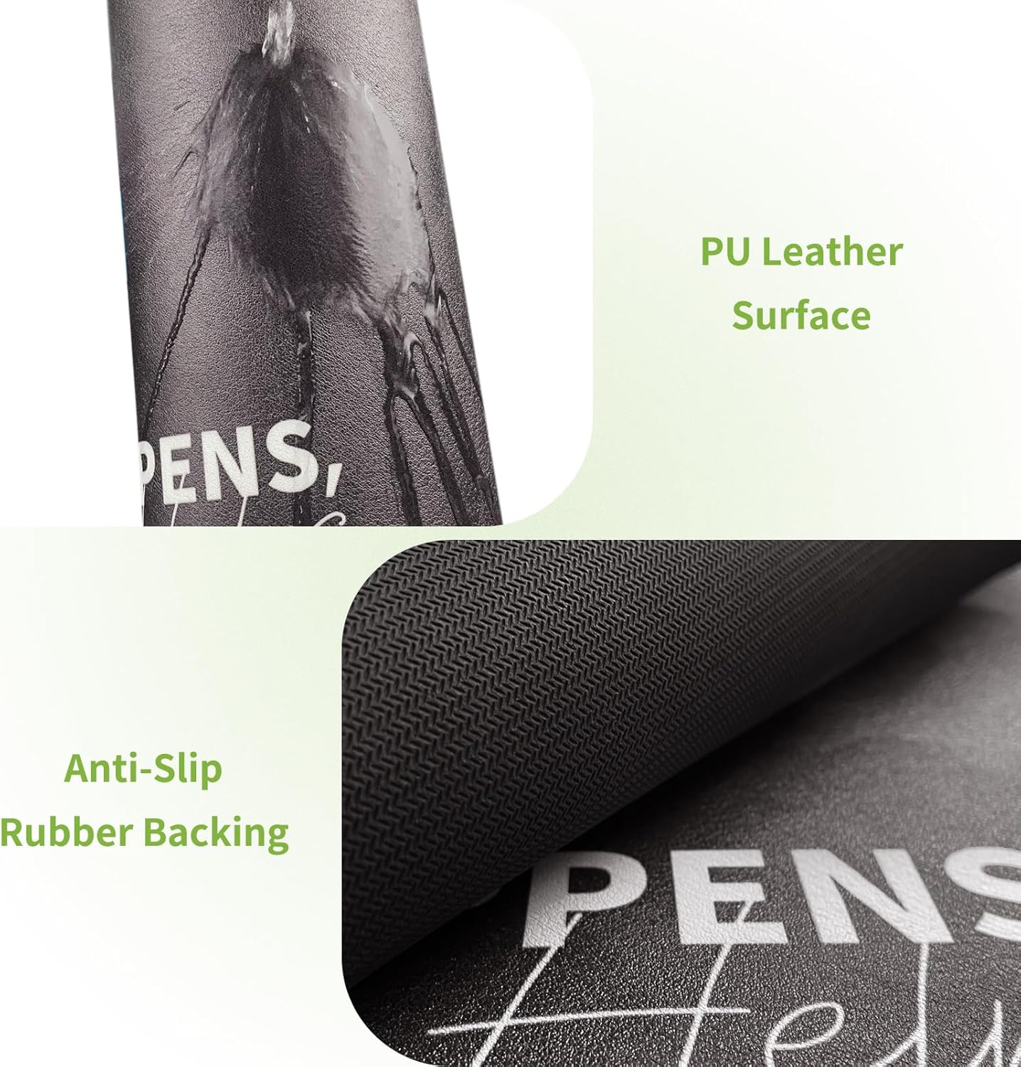 Matace Designer Coffee Bar Mat, Extra Large 17 x 31.5 Inches, Rubber Backing, Absorbent Coffee Maker Mats for Dish Drying, Kitchen Countertop, Life Happens Coffee Helps, Black