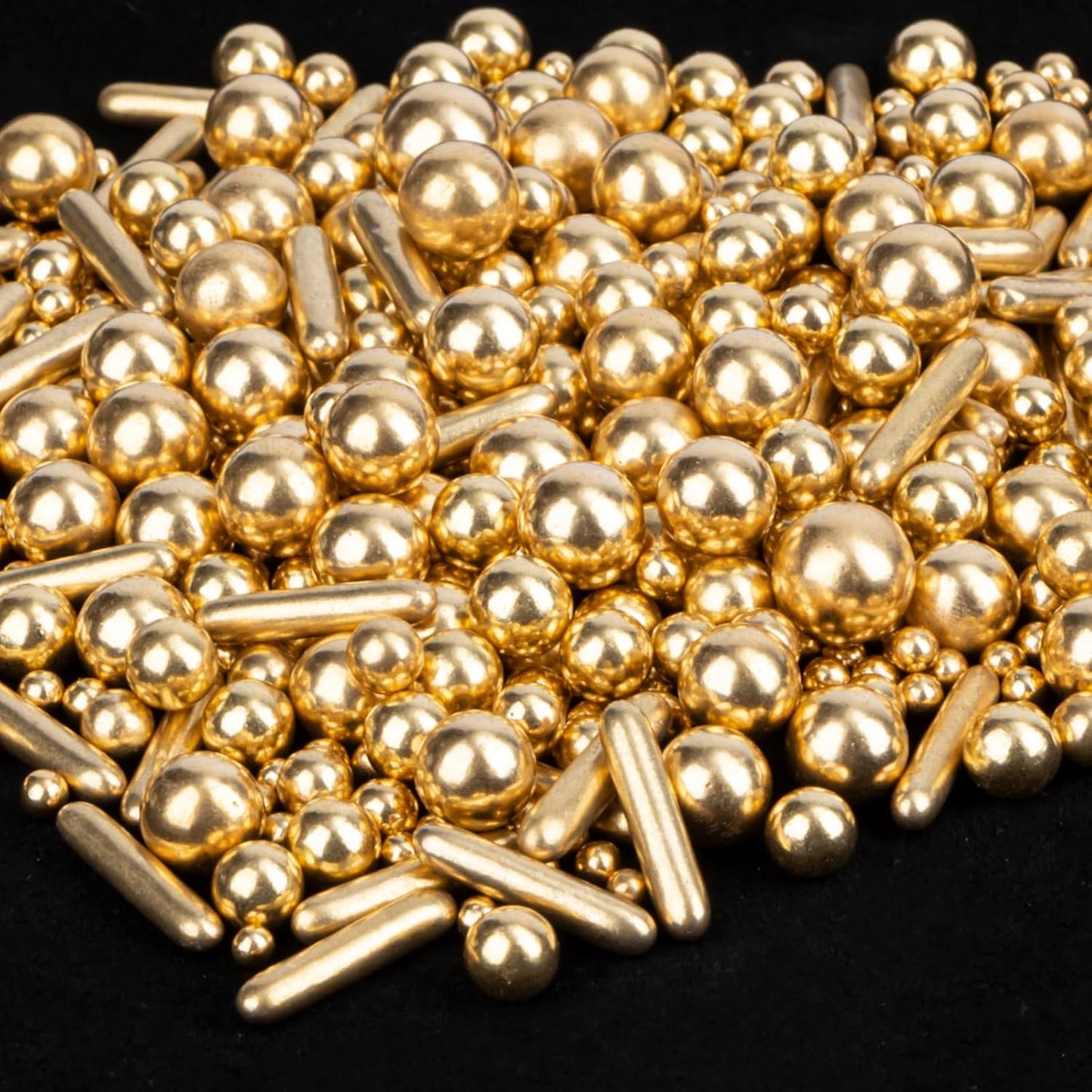 Twisweet Gold Pearl Rods Sprinkles, Edible Sugar Sprinkles for Cake Decorating Mix Size Candy Pearls for Baking Cake Topper Ice Cream Cupcake Cookie Dessert Decorations, Wedding Valentines Birthday Christmas Easter Mother's Day Supplies (130g/4.58oz)