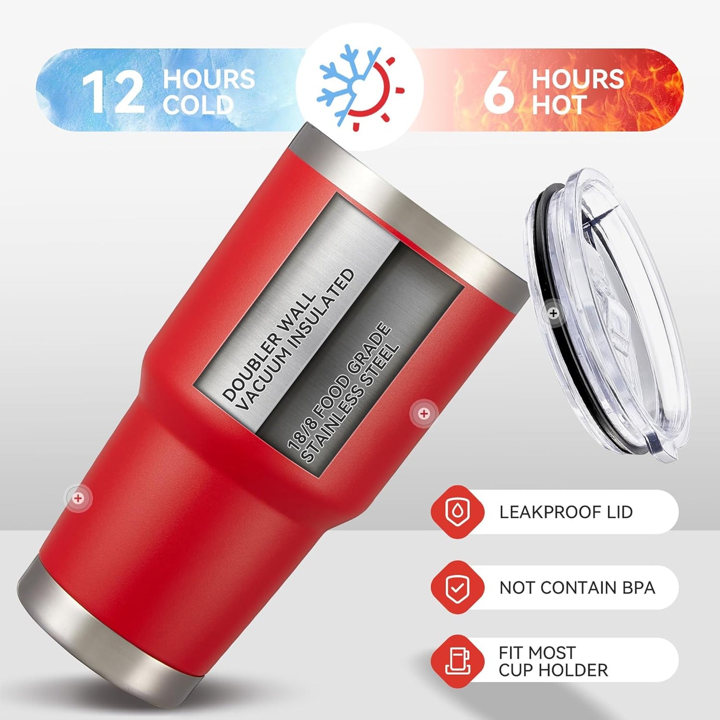 30 oz Tumbler with Lid Stainless Steel Tumblers Bulk Vacuum Insulated Cup Reusable Powder Coated Travel Mug Double Wall Leak Proof Cups Keep Cold Drinks for 12 Hours Wine Red, Set of 4