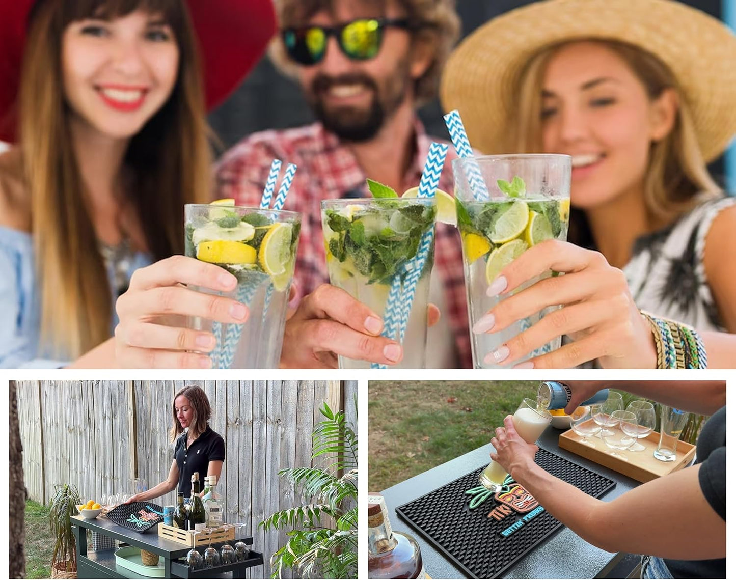 Tiki Bar Mat Warrior Head Mat Gettin Freaky at The Tiki 18x12 in Tiki Decor Hawaiian Decorations, Luau Party Decorations & Hawaiian Party Decorations Bar Mats for Countertop, Tiki Man Luau Decorations