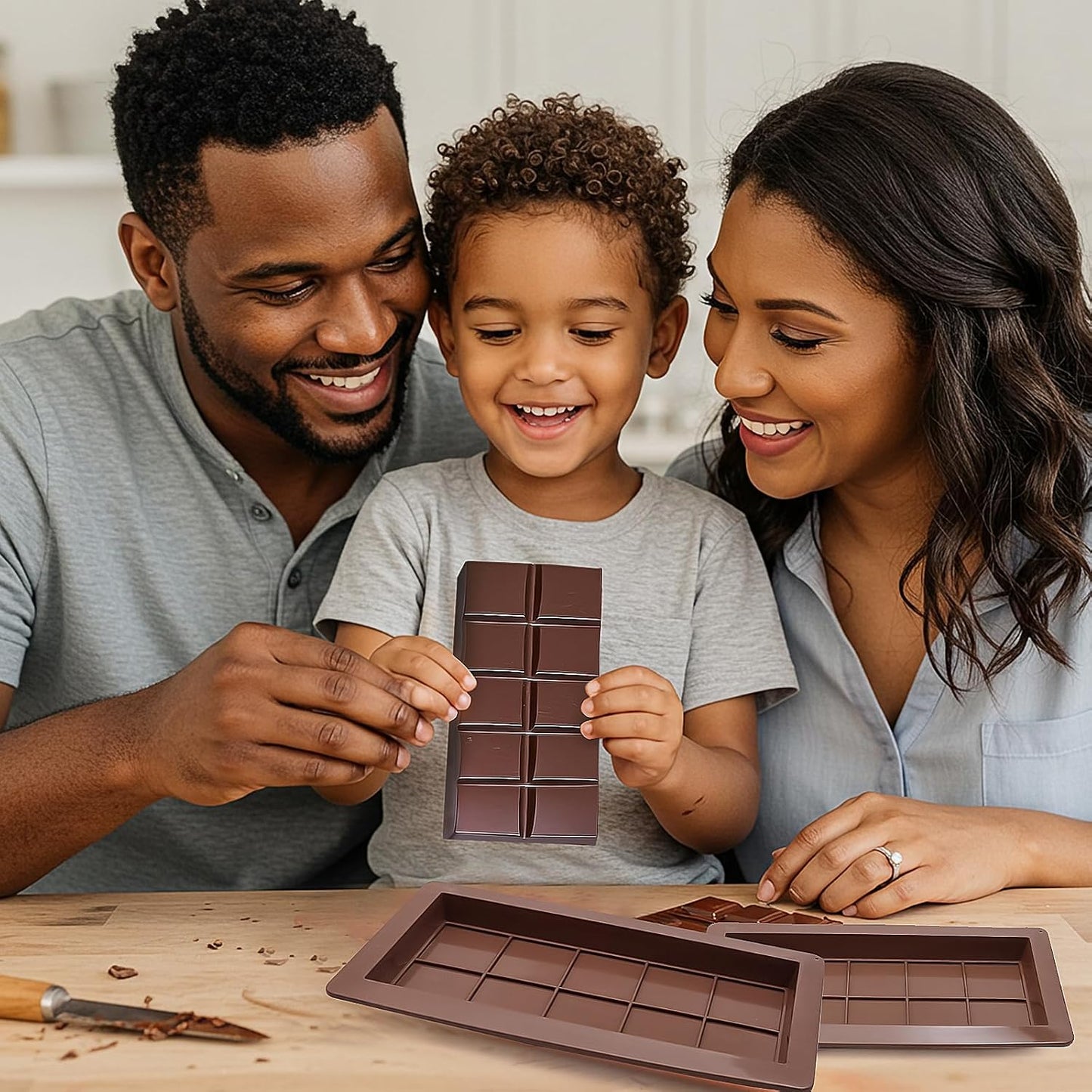 2 Pack Deep Dubai Chocolate Bar Molds, 1 Inch Silicone Chocolate Mold, Perfect for Homemade Chocolate Bar Pistachio with Scraper