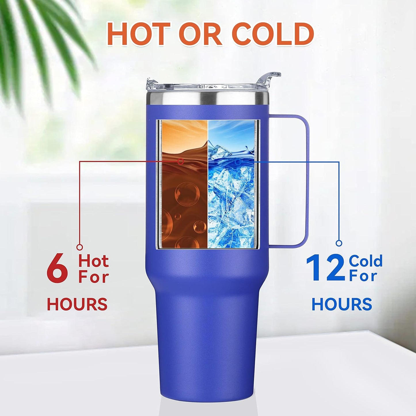 HASLE OUTFITTERS 40 oz Stainless Steel Tumbler with Handle, Vacuum Insulated Tumblers Bulk, Reusable Double Wall Travel Coffee Mug, Durable Powder Coated Water Bottles(Dark Blue, 4)