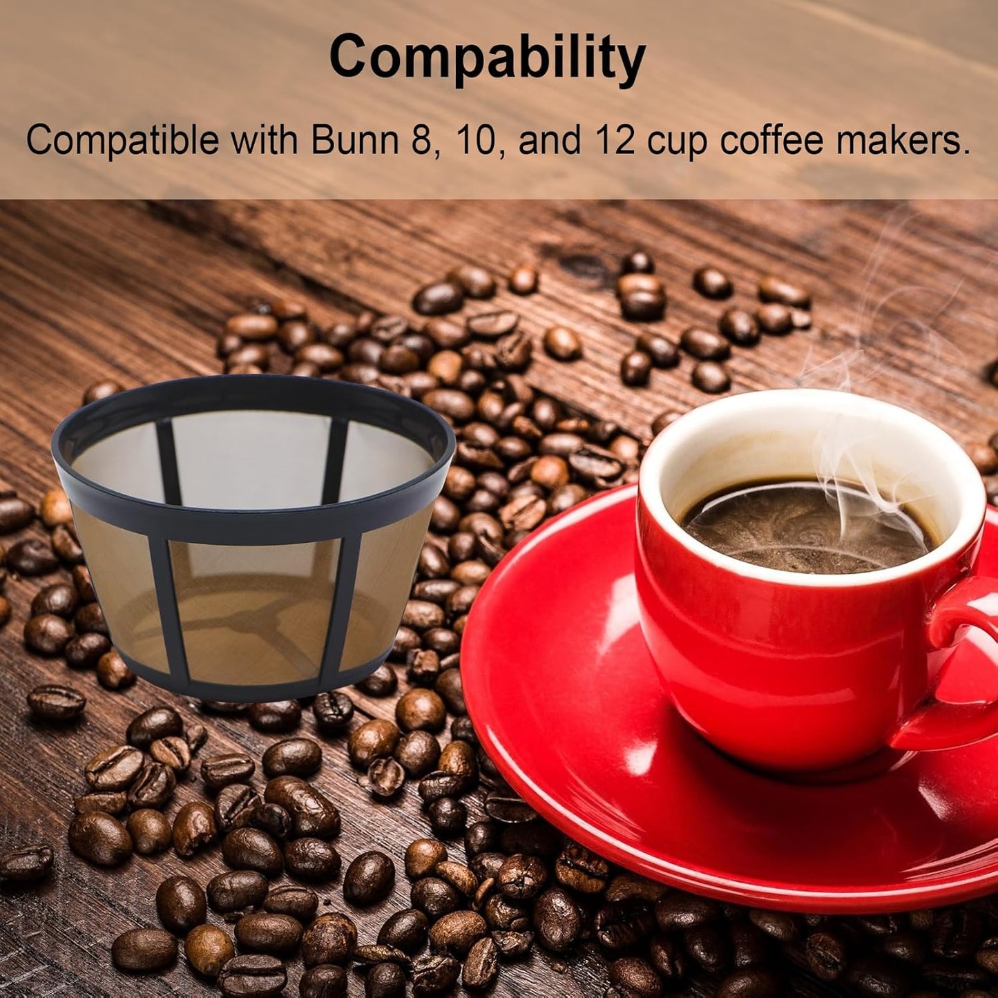 2 Pack Reusable Coffee Filter Replacement for BUNN 8 10 12 Cup Coffee Maker and Brewer Series BX, BTX, GRX, NHB, NHS, ST, HG & H