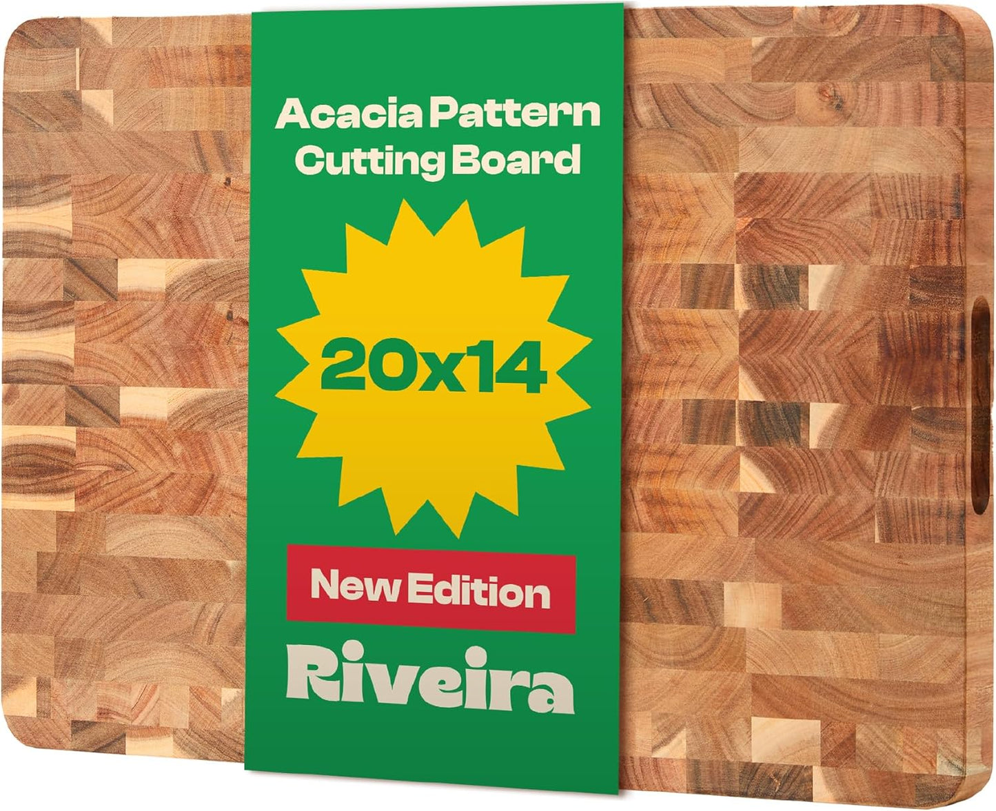 Riveira Acacia Wood Cutting Board – Gourmet Acacia Grandeur: 20 x 14 Wooden Cutting Board – Natural Wooden Cutting Boards For Kitchen Decorative – Innovative Juice Grooves Acacia Wooden Chopping Board
