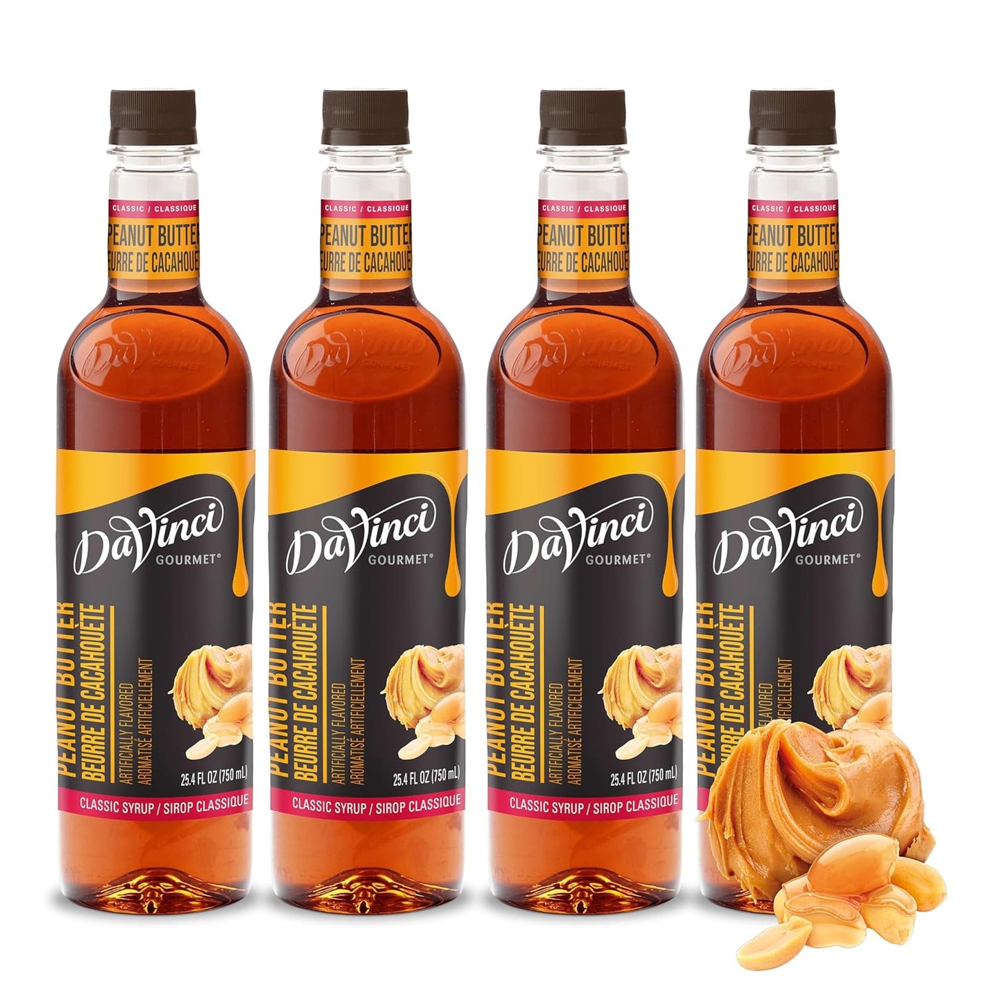 DaVinci Gourmet Classic Peanut Butter Syrup, 25.4 Fluid Ounces (Pack of 4)