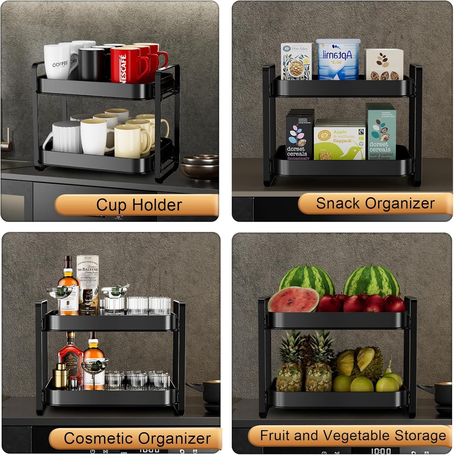 2-Tier Cup Drying Rack & Coffee Bar Accessories with Drying Tray, Coffe Mug Holder Rack for Countertop - Baby Bottle Organizer, Sippy Cup Storage, Tea holder & Glass Cup Organizer