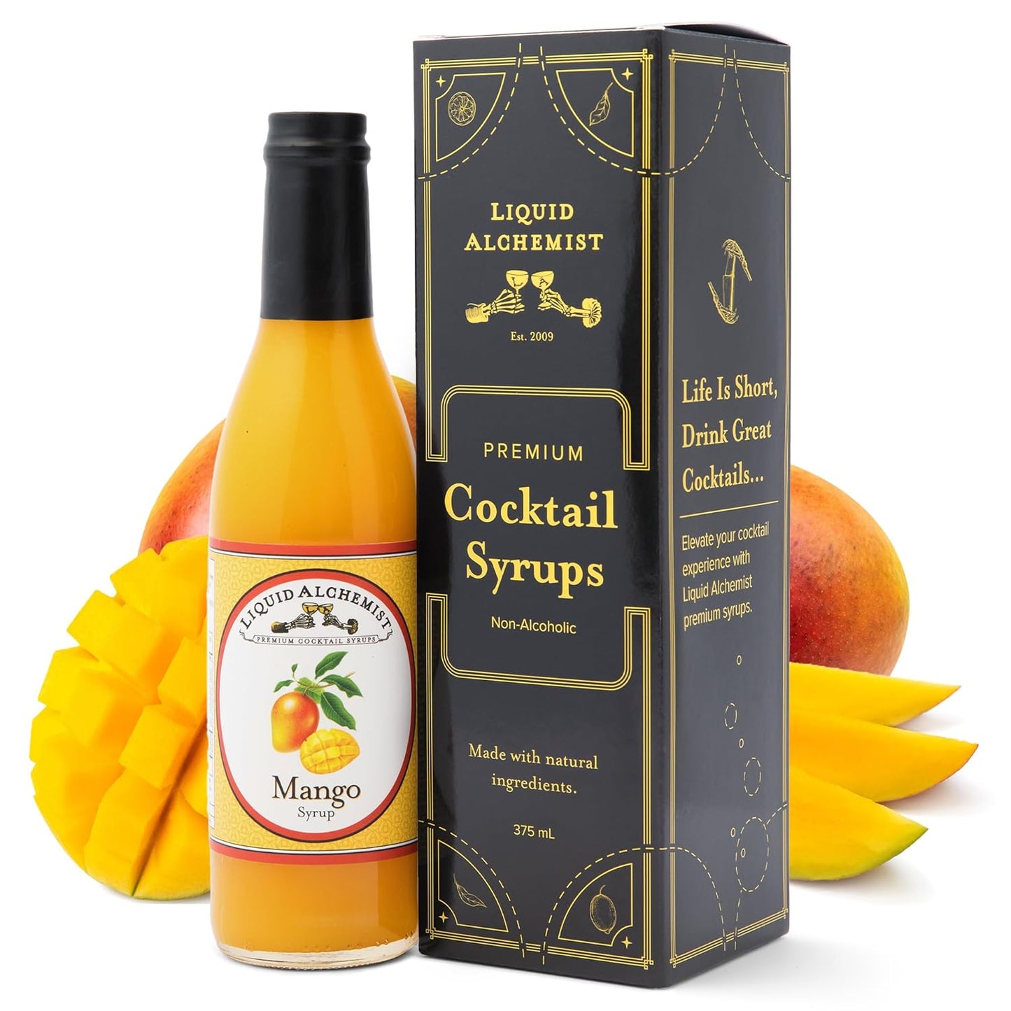 Liquid Alchemist Mango Syrup for Drinks - Real Ingredients Make our Mango Puree for Cocktails the Perfect Margarita Mix - Our Tropical Flavoring Syrup is Non-GMO & Vegan (12 oz)