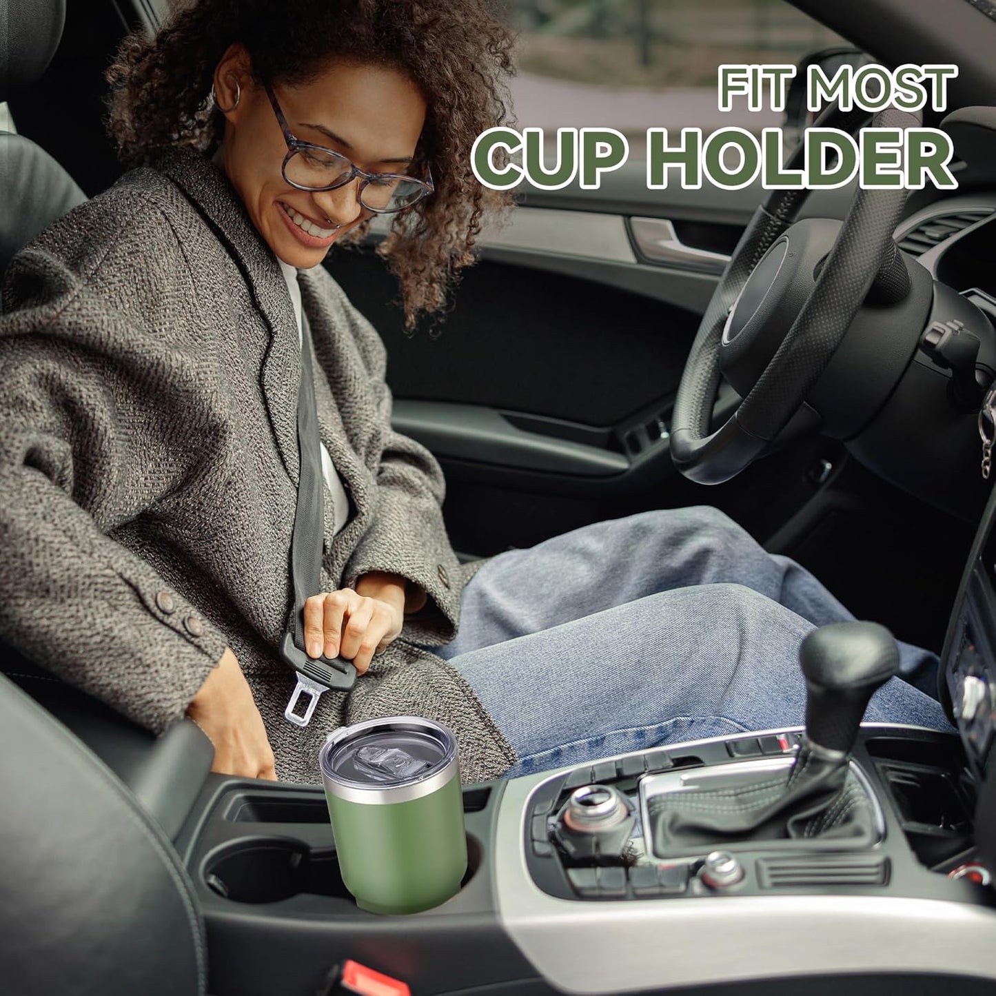 30 oz Tumbler with Lid Stainless Steel Tumblers Vacuum Insulated Cup Reusable Powder Coated Travel Mug Double Wall Leak Proof Portable Cups Keep Cold Drinks for 12 Hours, Army Green, 1 Pack