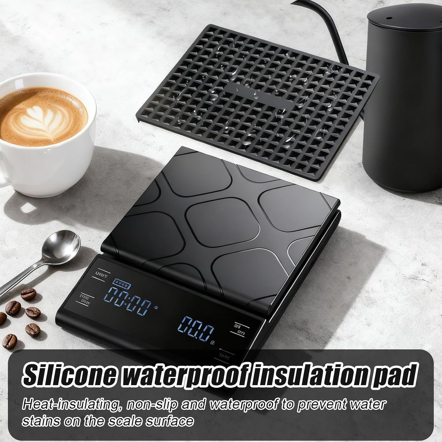 Coffee Scale with Timer, 5kg/0.1g Precision Pour Over Drip Espresso Scale for French Press, Digital Kitchen Scale with Auto Tare, Lit LCD Display and Silicone Cover, Batteries Included