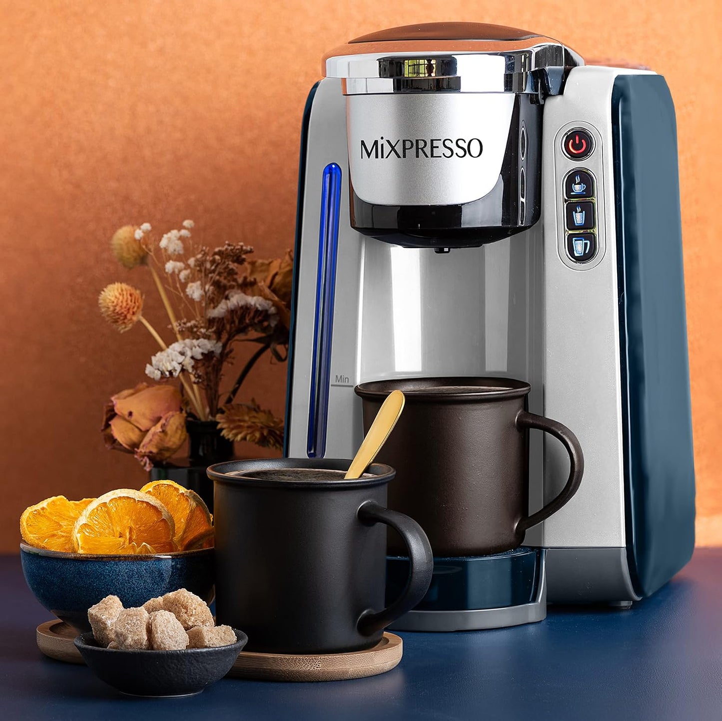 Mixpresso Single Serve Coffee Brewer K-Cup Pods Compatible & Ground coffee, Single Serve K-Cup Coffee Maker With 4 Brew Sizes 45oz, Quick Brewing with Auto Shut-Off, Rapid Brew Technology