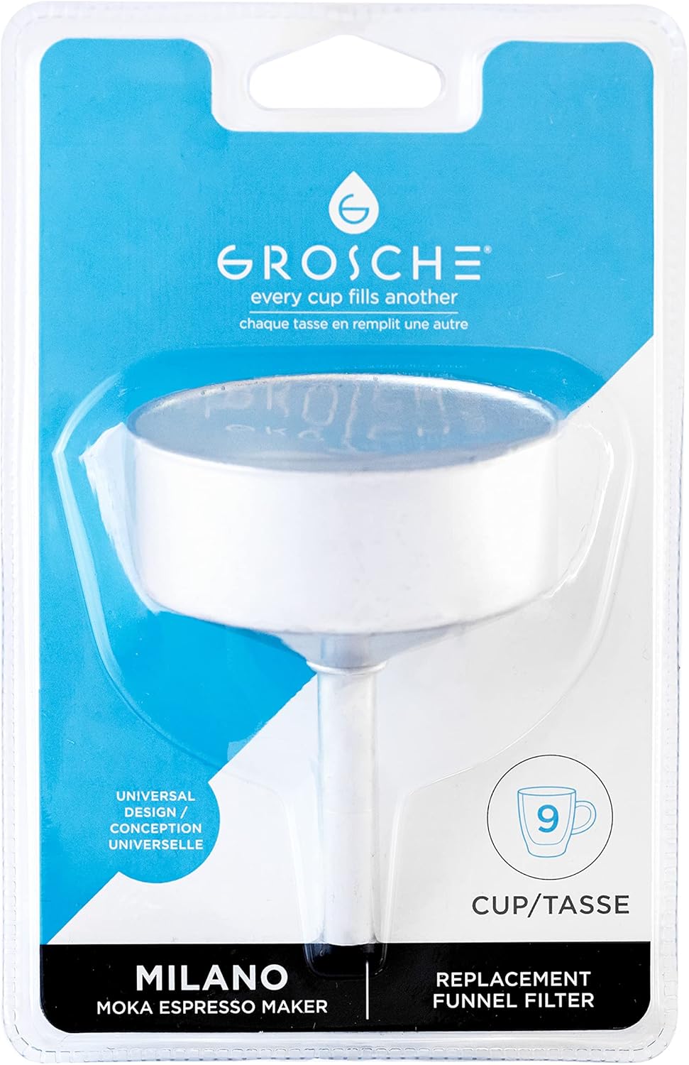 GROSCHE | Milano Moka Pot Funnel Replacement | (9 Cup) Funnel Filter | Espresso Maker | Filter Basket for Stovetop Espresso Makers | Coffee Maker