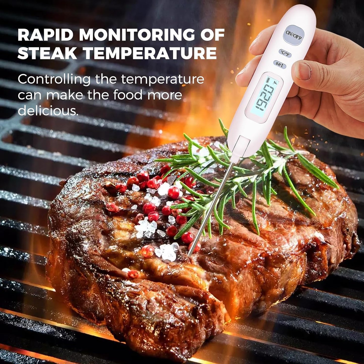 Meat Thermometer Digital - Instant Read Food Thermometer for Cooking Grilling Air Fryer Griddle Probe Kitchen Gadgets Essentials BBQ Grill Smoker Oil Fry Candy Turkey Instant Read Thermometer