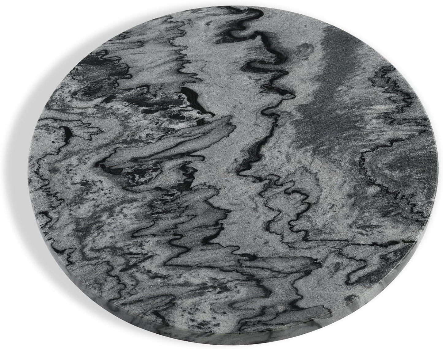 Koville African Natural Marble Cutting Board for Kitchen, 11inch Round Hand Crafted Marble Slab for Cheese, Charcuterie, Pastry Board - Wedding Gift, House Warming Gift(Monte Grigio)