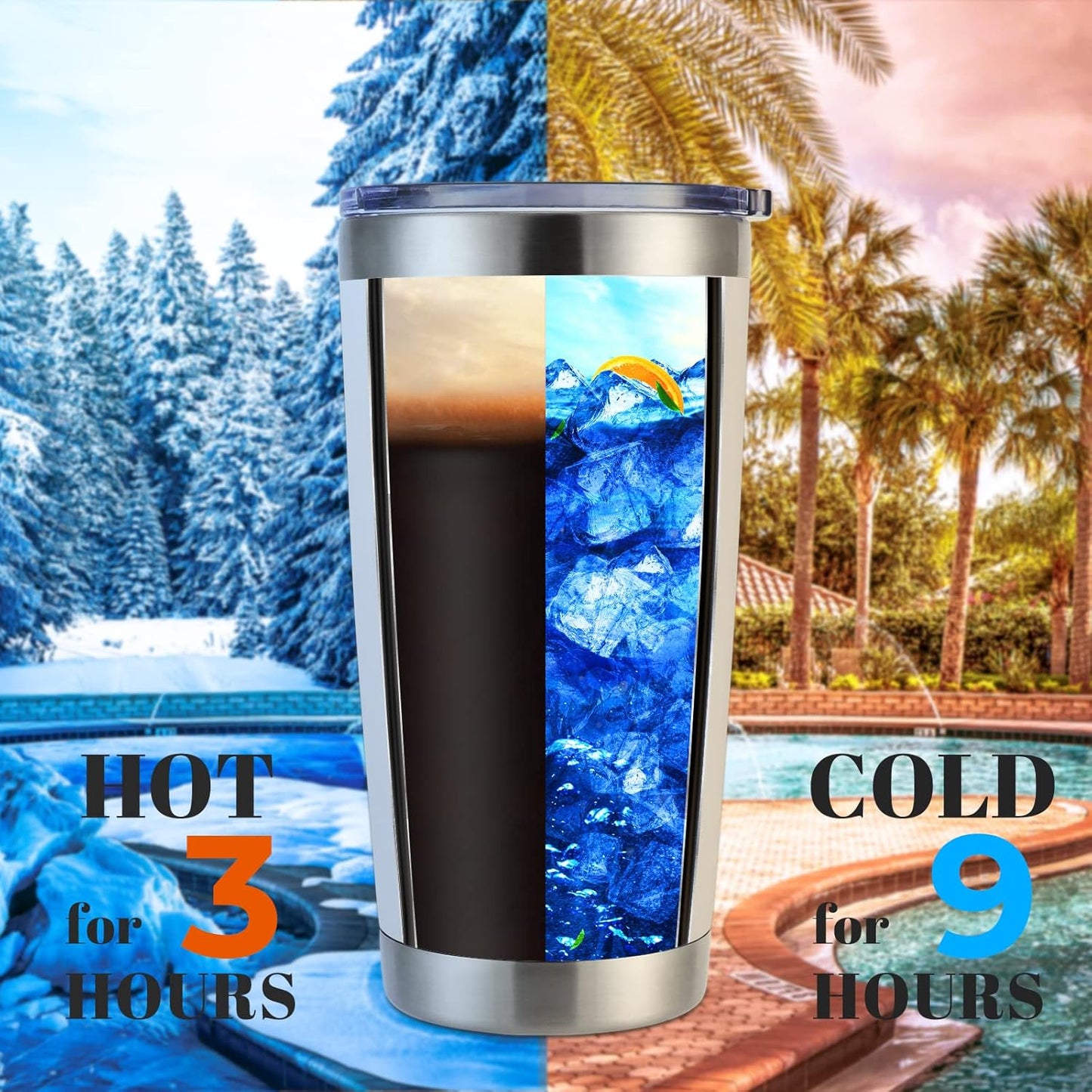 DOMICARE 20oz Stainless Steel Tumbler Bulk with Lid, Double Wall Vacuum Insulated Travel Mug, Powder Coated Coffee Cup, Powder White, 4 Pack