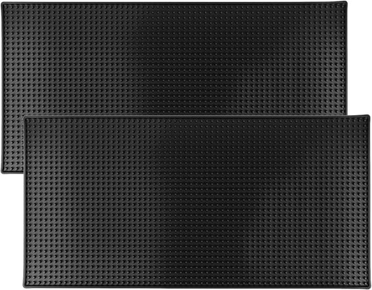 QWORK Rubber Bar Mat, 2 Pack 24" x 12" Heavy-Duty Non-Slip Bar Mat, Extra Large Dish Drying Spill Matting for KTV Bar Glass Home
