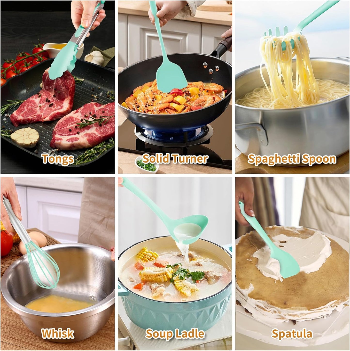 18 Pcs Cooking Utensils Set, Kitchen Utensils Set with Utensil Holder, 446°F Heat Resistant Silicone Spatula Set, Kitchen Gadgets Tools Set for Nonstick Cookware BPA FREE